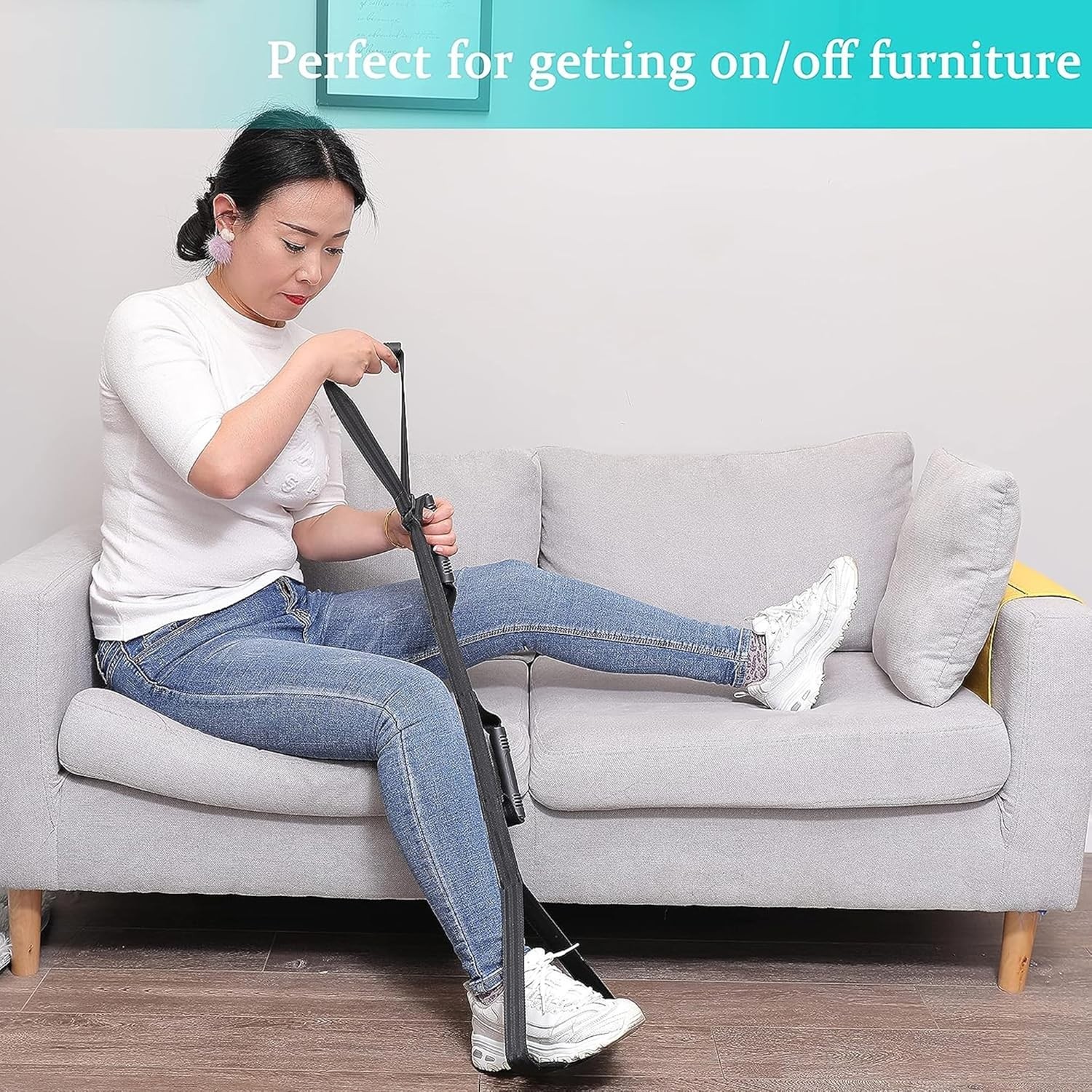 Durable Nylon Leg Lifter Strap for Bed, Car & Wheelchair – Adjustable 35-44 Inch
