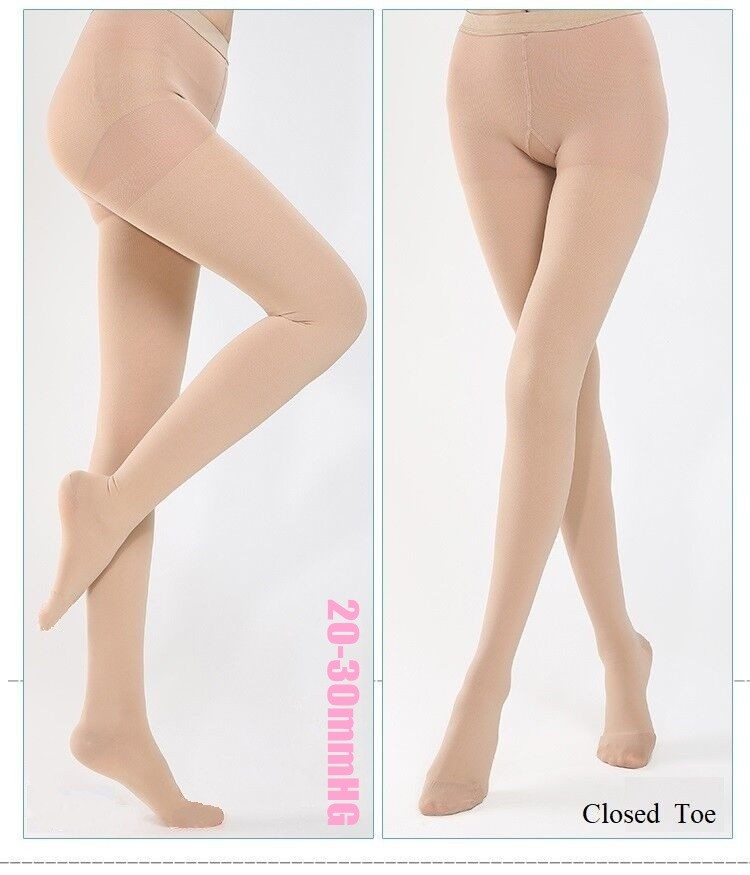 Pantimedias de Compresión para Mujeres y Hombres, 20-30mmHg Punta Cerrada