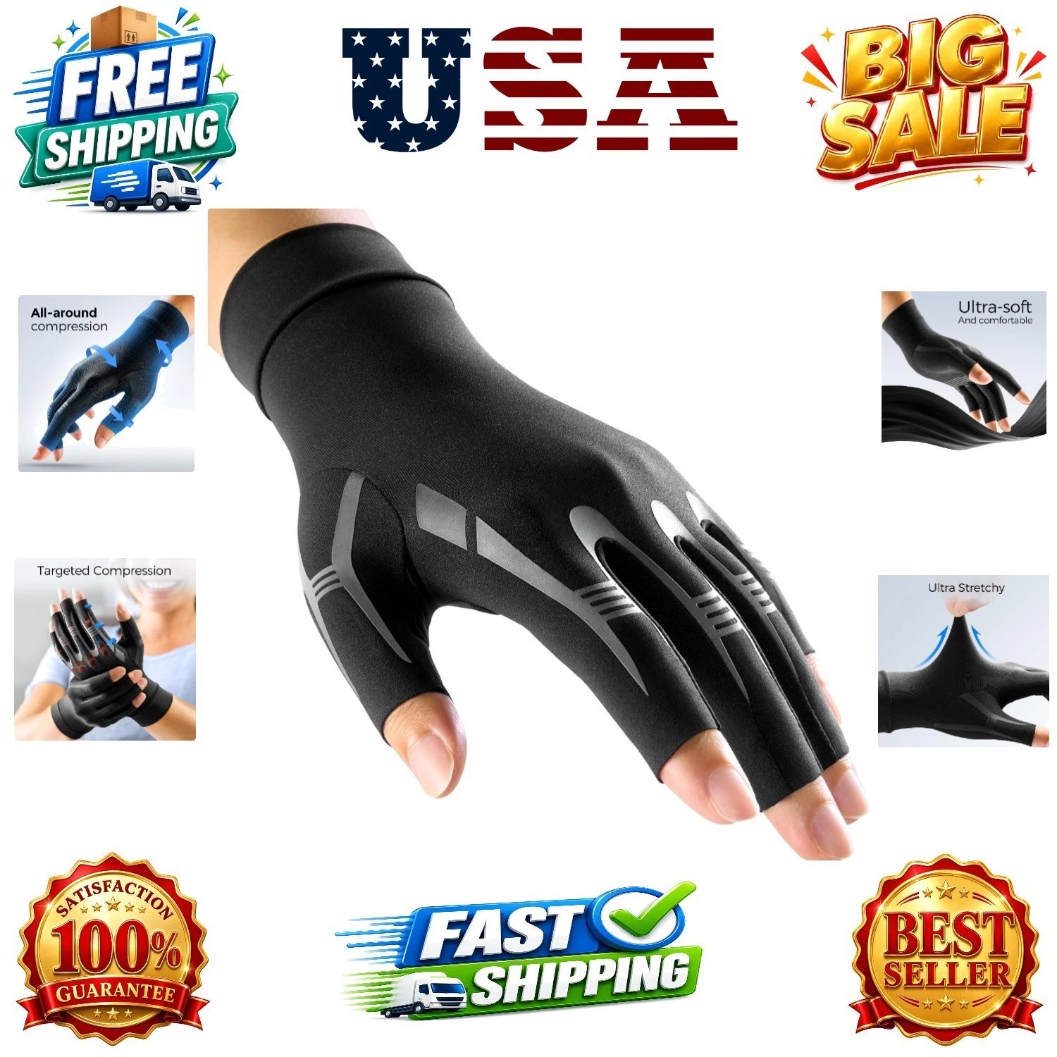 All-Around Compression Arthritis Gloves for Women for Pain, Carpal Tunnel Rel…