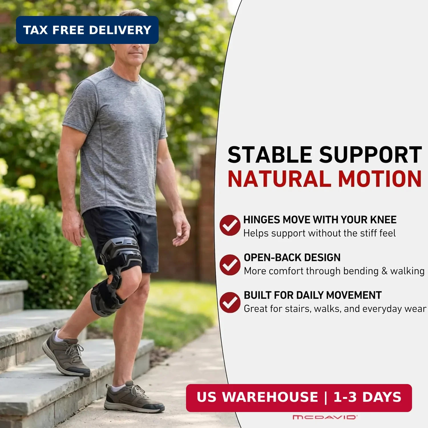 McDavid Knee Brace, Heavy Duty Hinged Knee Braces for Knee Pain, Instabilities,