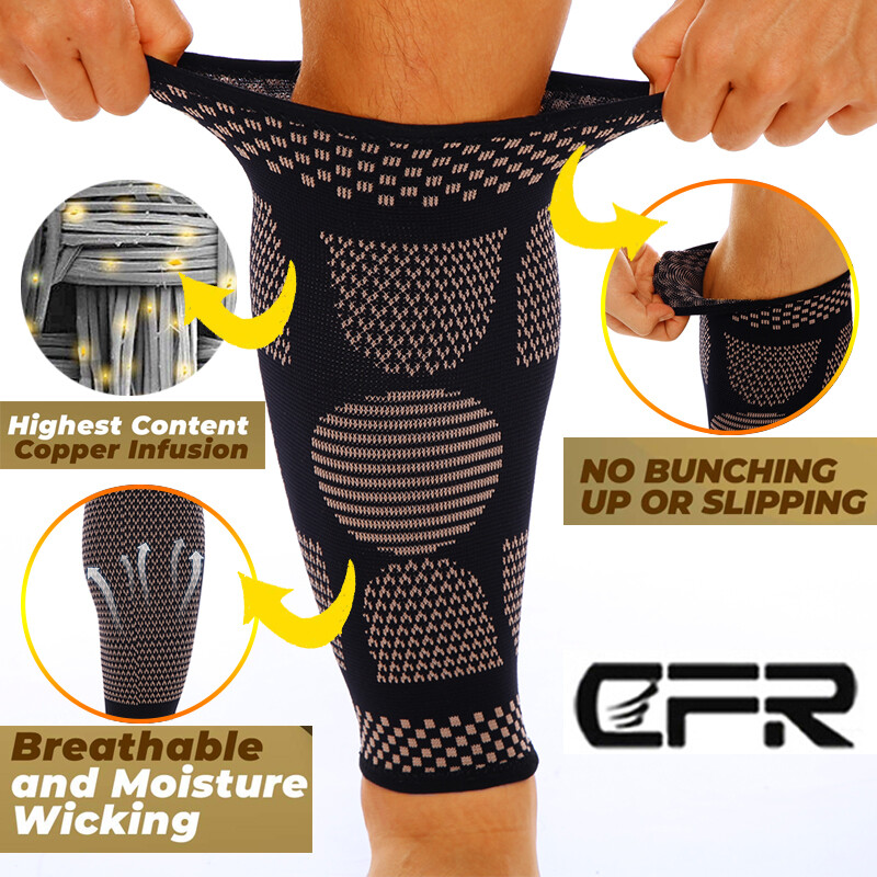CFR Copper Compression Calf Sleeve Leg Splint Support Brace Run Sport Shin Socks