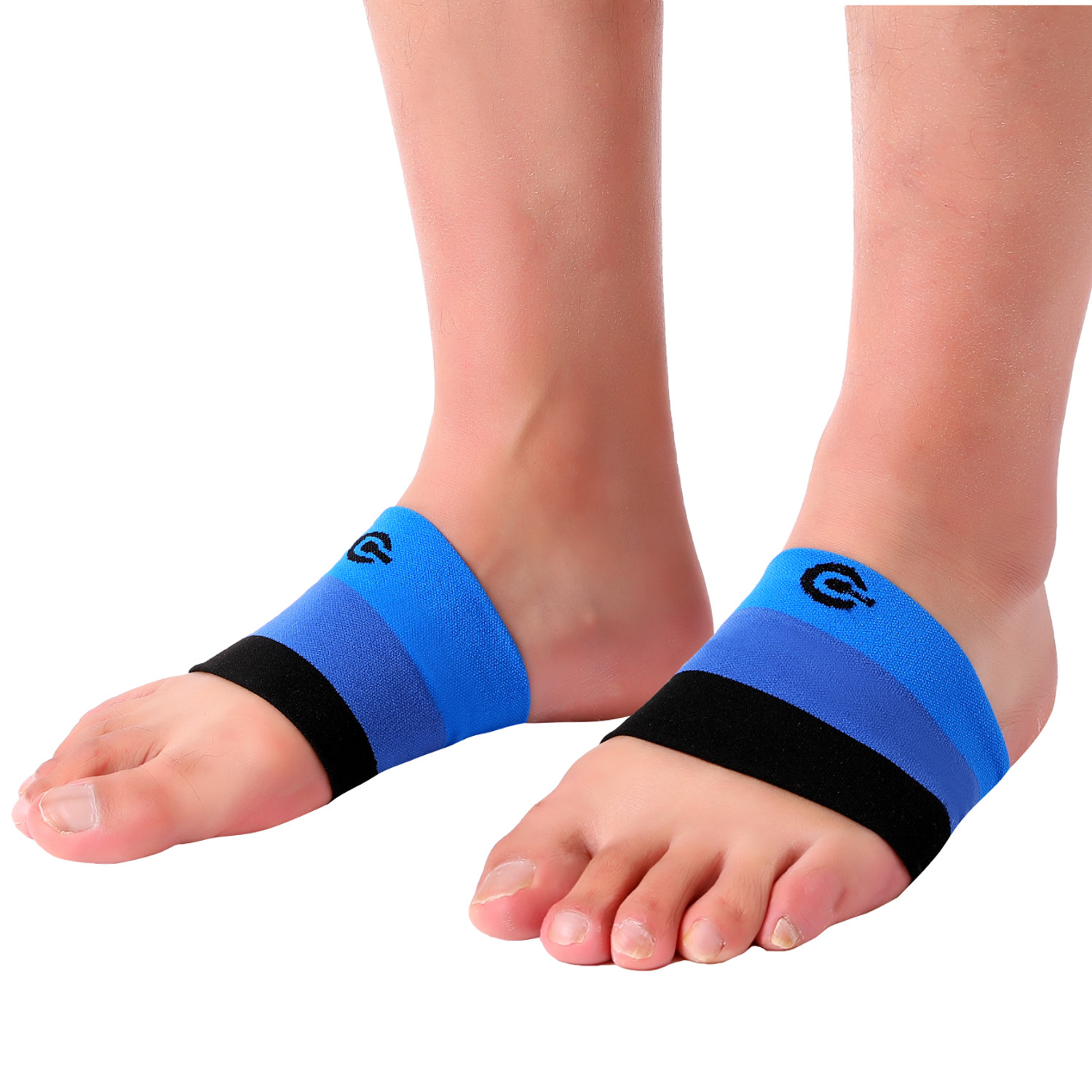 Doc Miller Arch Support Compression Sleeves 1 Pair Plantar Fasciitis BLK/BLU/BLU