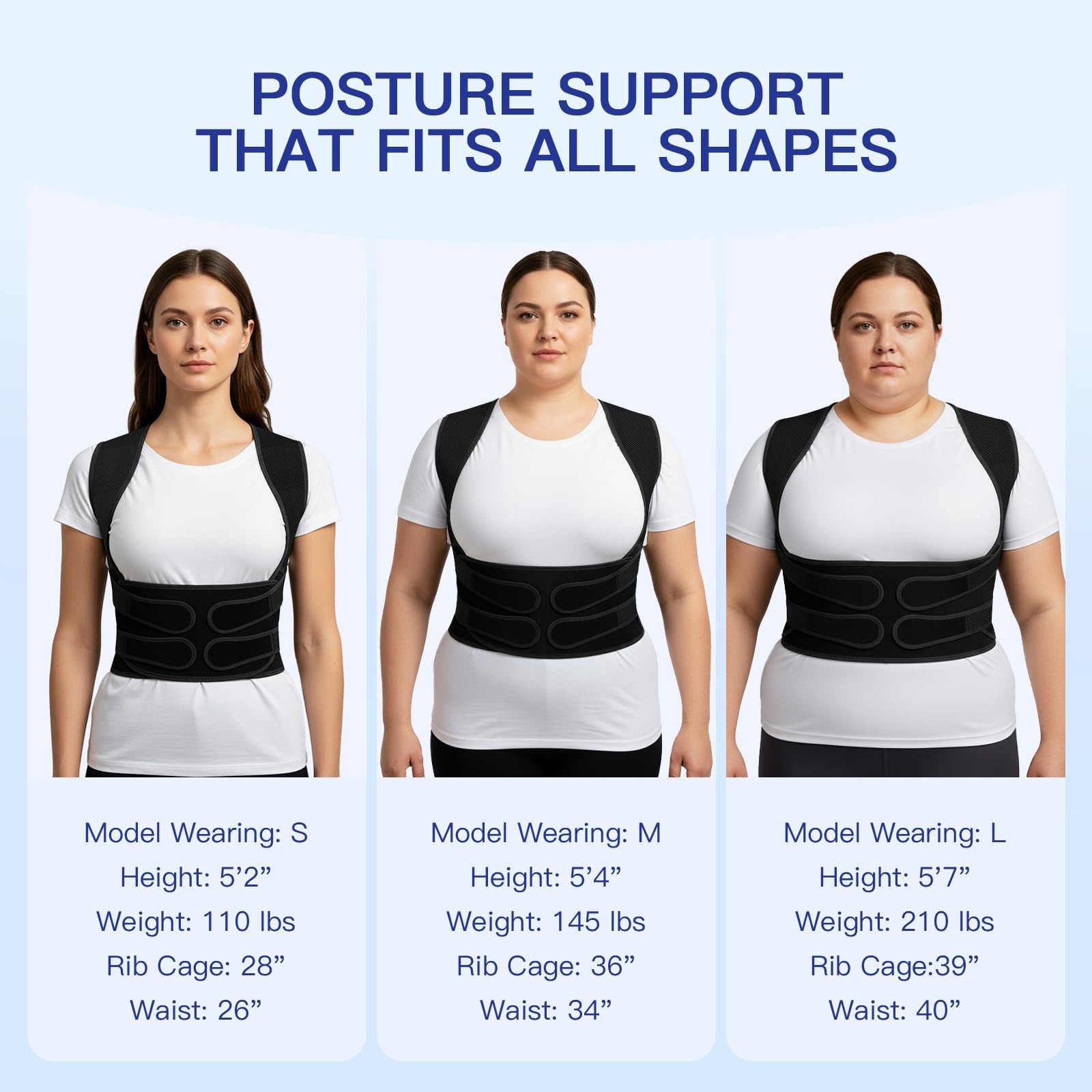 Adjustable Posture Corrector Back Brace for Neck, Shoulder & Back Pain Relief, B