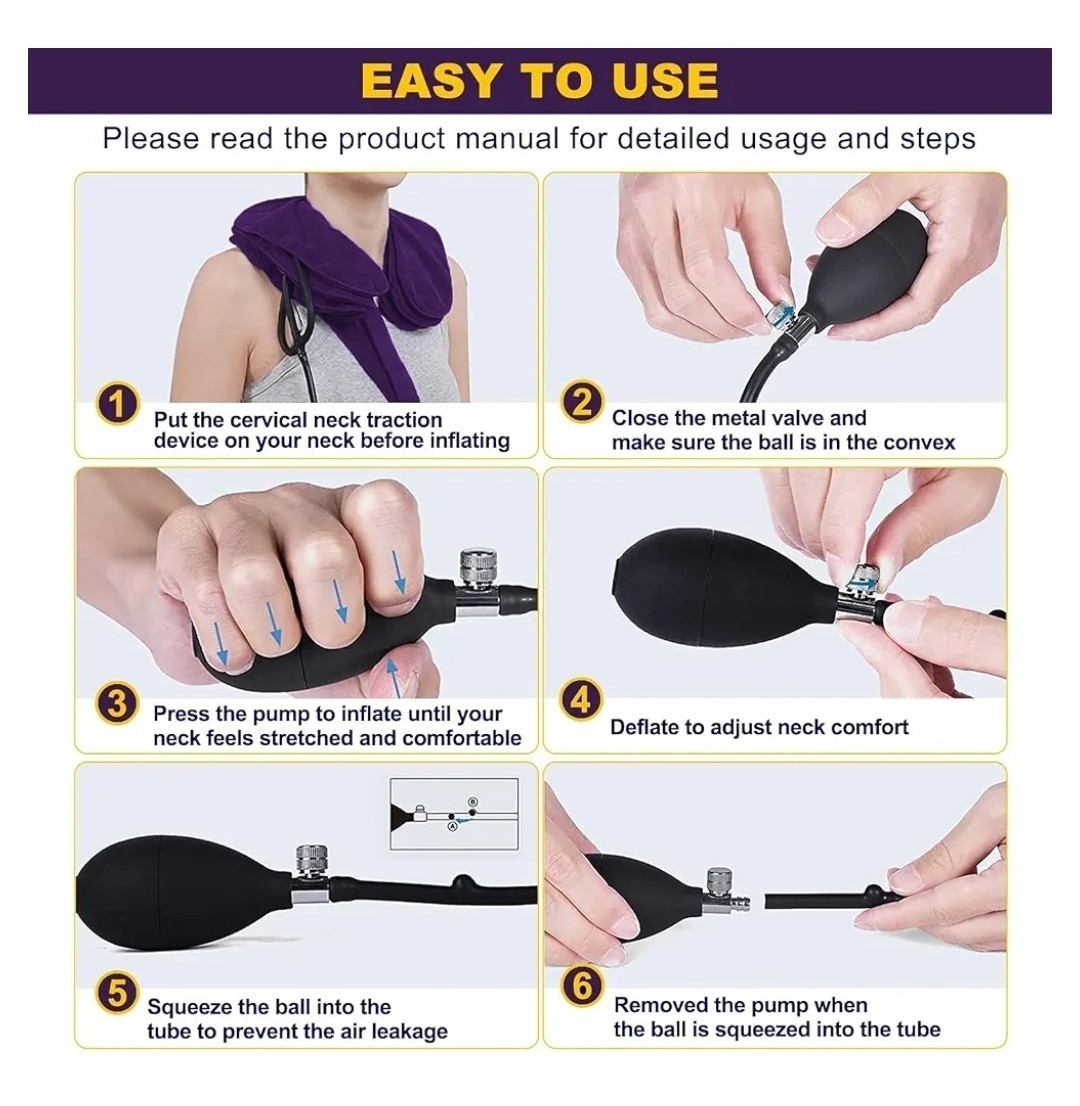 Cervical Neck Traction Device For Pain Relief – Inflatable Stretcher Brace Pur