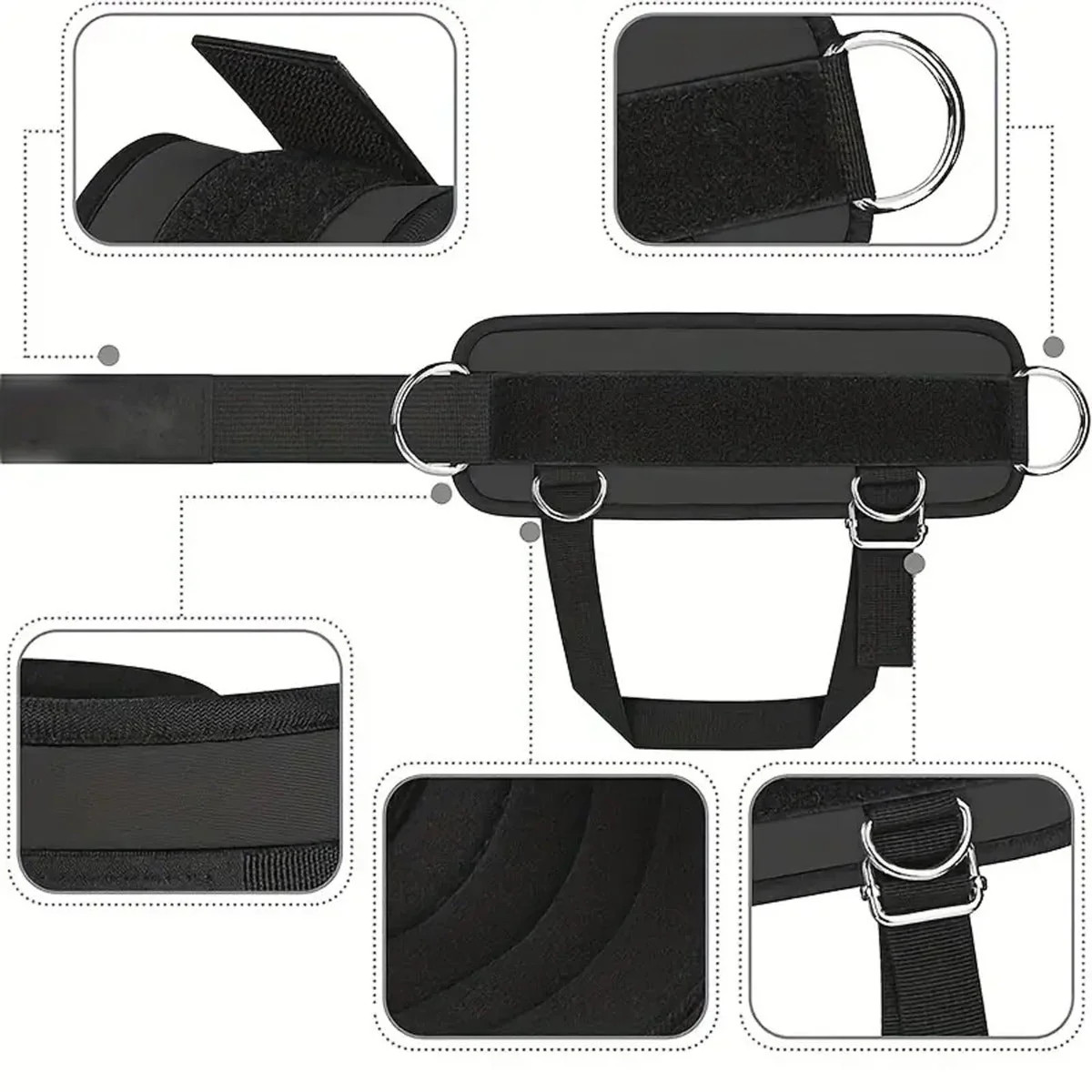 Comfortable Fitness Ankle Straps with D, Adjustable Breathable for Gym (Black)