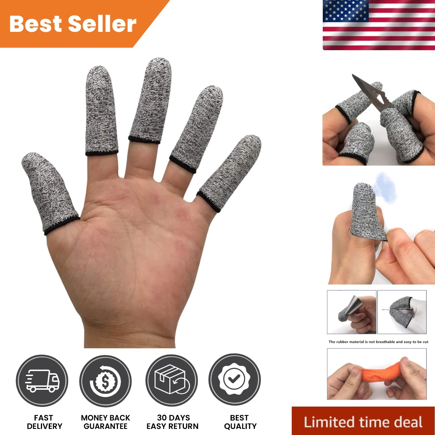 Reusable Cut Resistant Finger Covers – 60 PCS Anti-Slip Protection for All Tasks