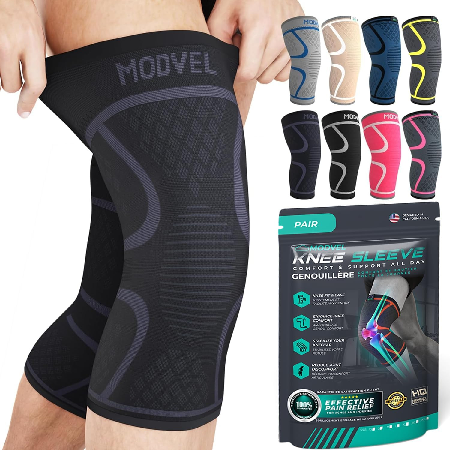 Rodilleras de compresión para entrenamiento de rodillas (paquete de 2) para muje