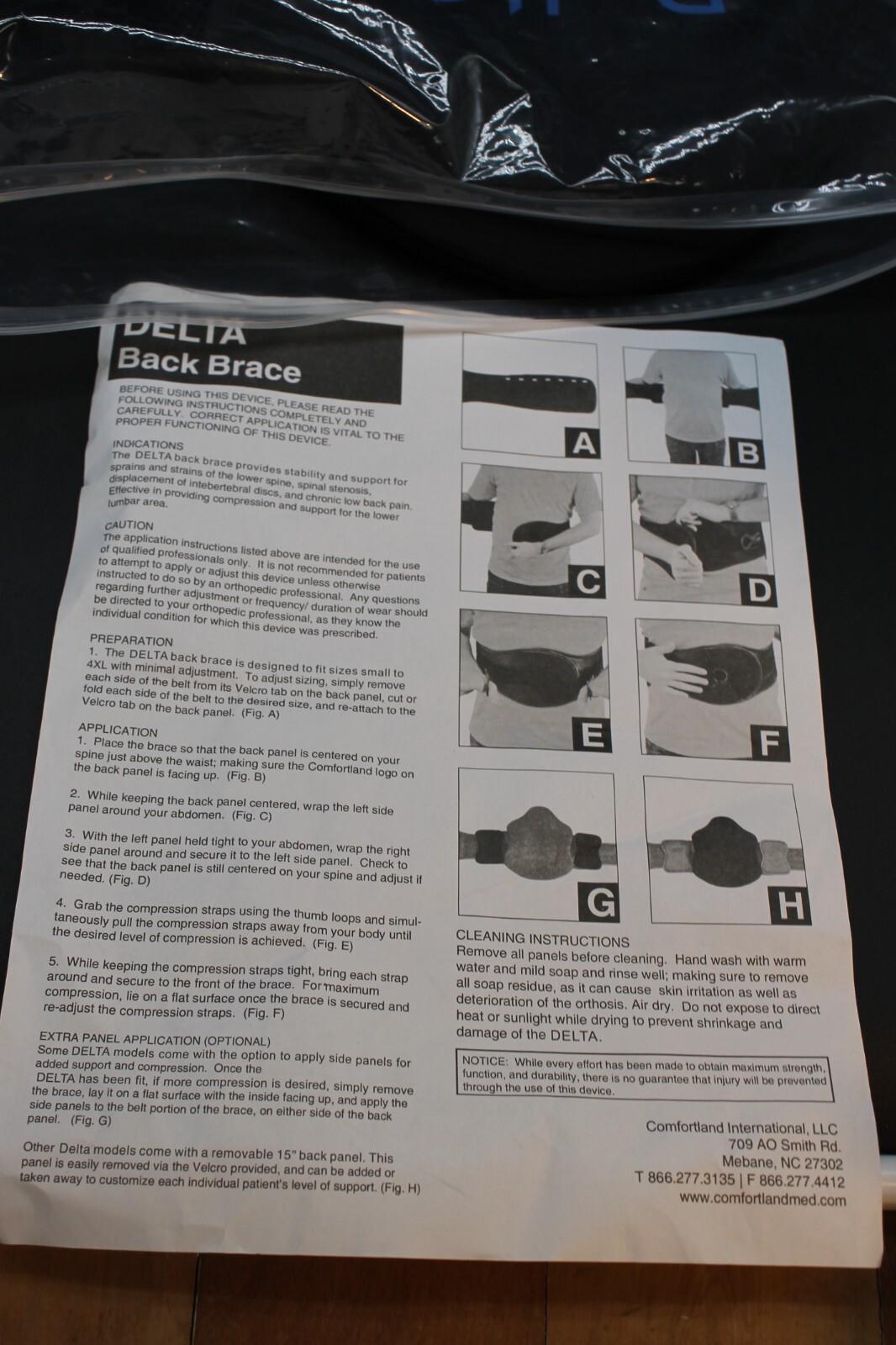 Delta Back Brace Utilizes a contoured Belt and a standard Sizing System.