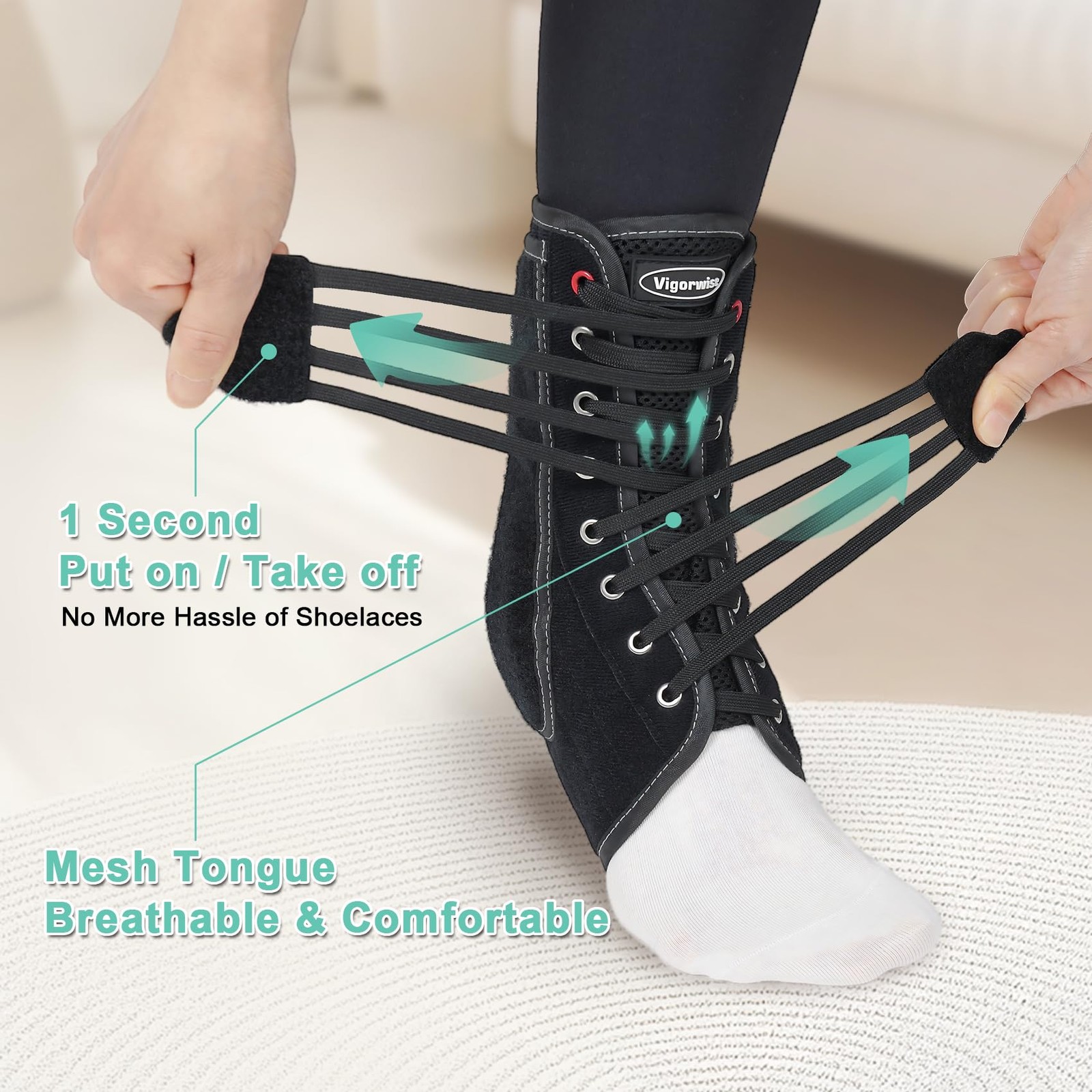 1 PCS Lace Up Ankle Brace Women Men Quick Adjust Metal Plastic Stabilizer XL