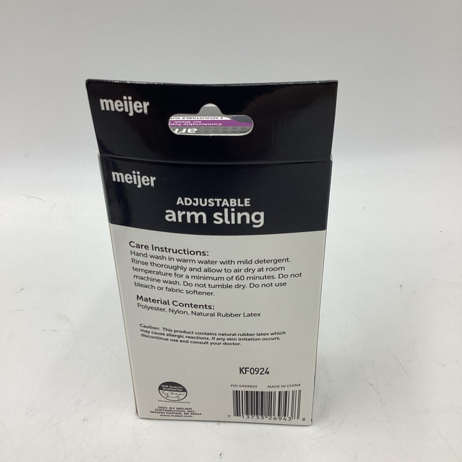 Meijer White Arm Sling Adjustable Support Strap Medical Therapy One Size