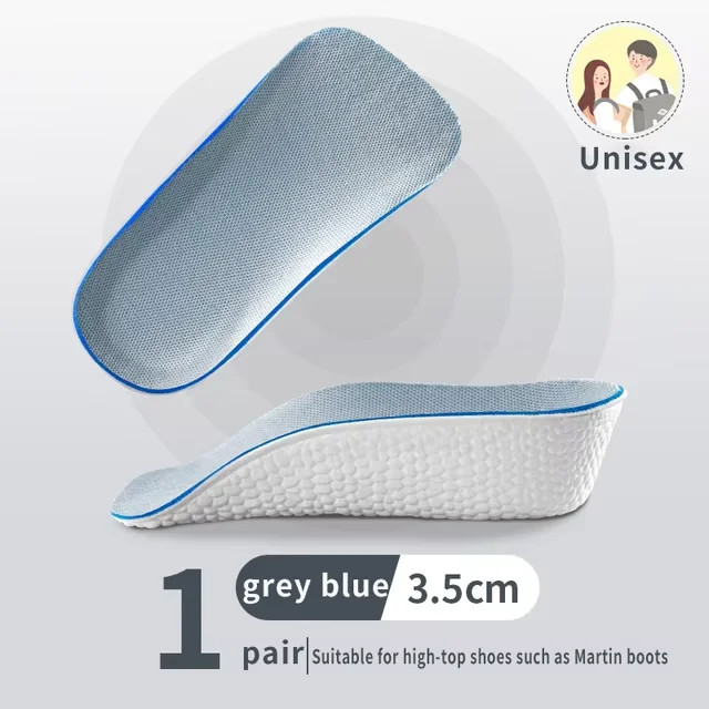 1.5/2.5/3.5 Cm Arch Support Height Increase Insoles Light Weight Soft Elastic Li