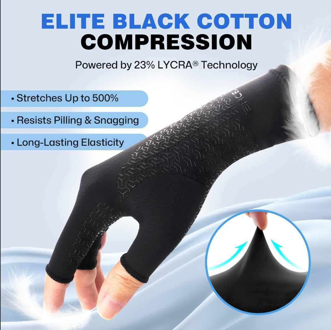 Arthritis Gloves for Women Men, Fingerless Compression Gloves – S | 23% LYCRA Fi