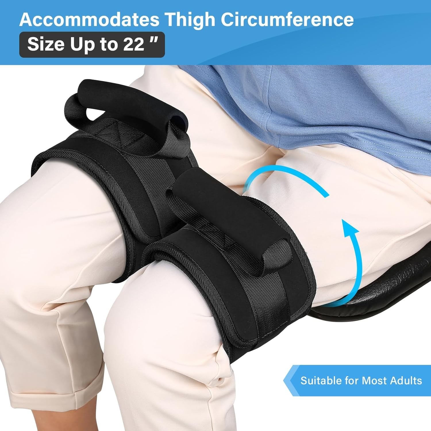Adjustable Thigh Lifter Straps with Padded Grip for Limited Mobility Support