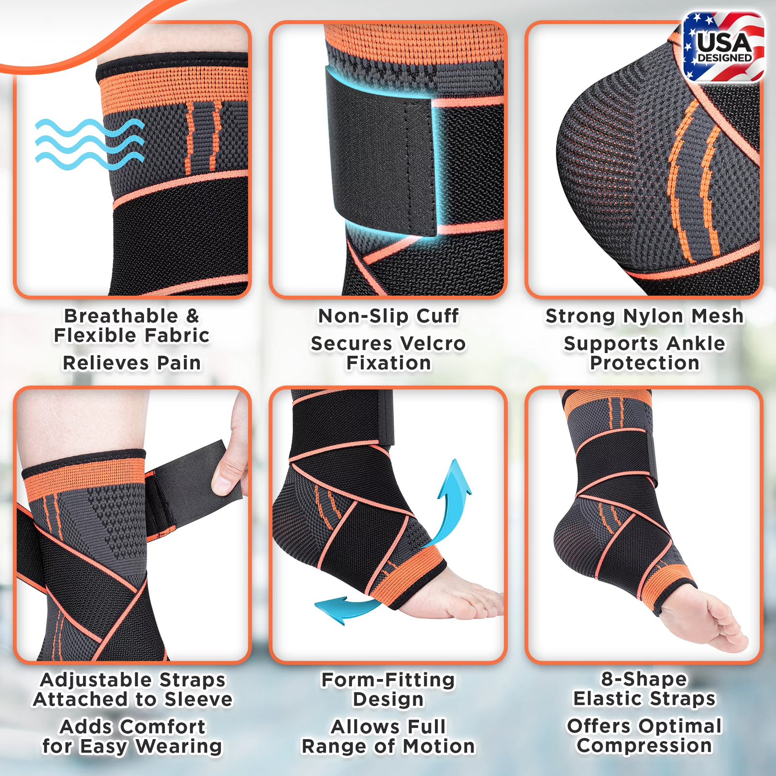 Ankle Brace Support Compression Sleeve Plantar Fasciitis Foot Pain Relief Unisex