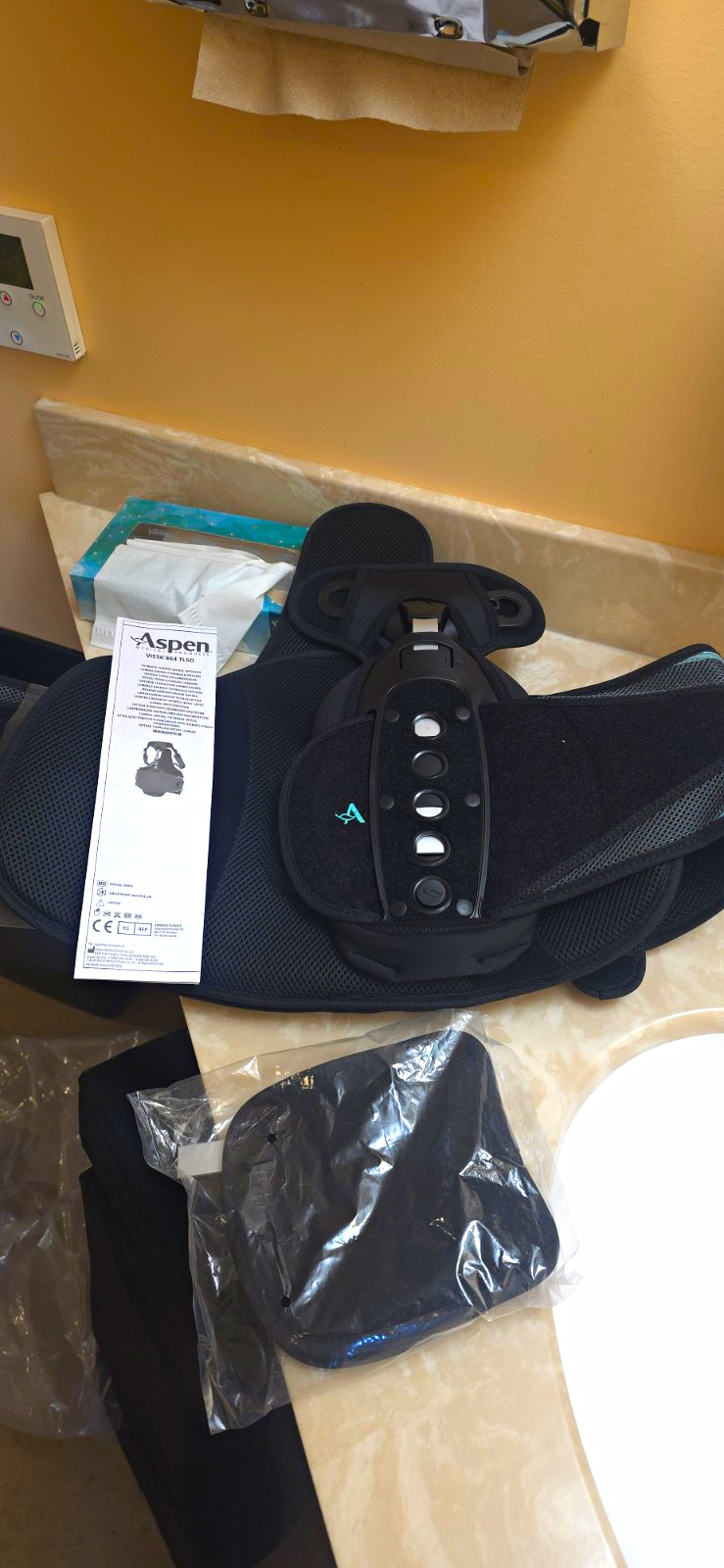 Aspen Vista 464 TLSO Lumbar Support Belt Adjustable Back Brace Black One Size