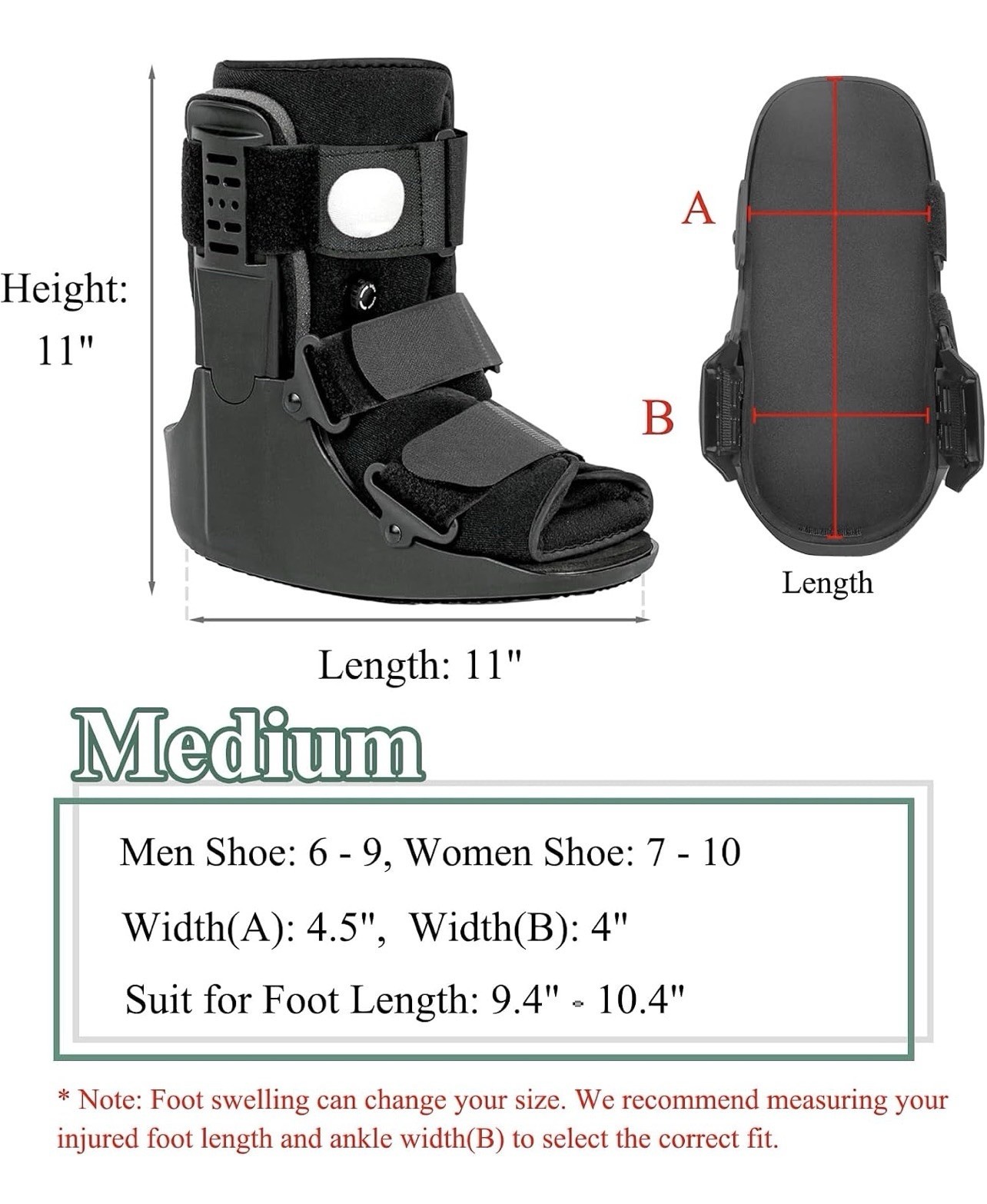 Air Walking Boot Medium Short CAM Walker Fracture Ankle Foot Support