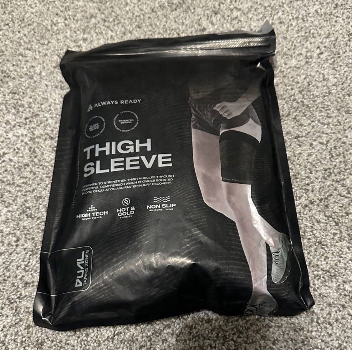 Always Ready, Thigh Compression Support Sleeve (2 Per Pack) with Hot & Cold Gel