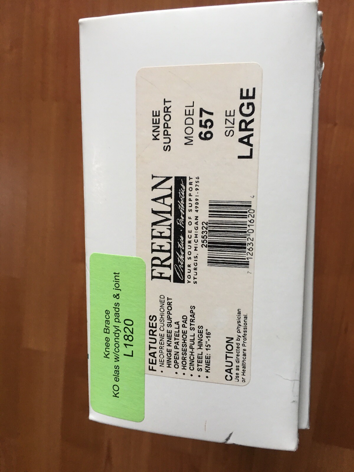 Freeman Laced Knee Brace ~ Large ~ Model 657 ~ Beige