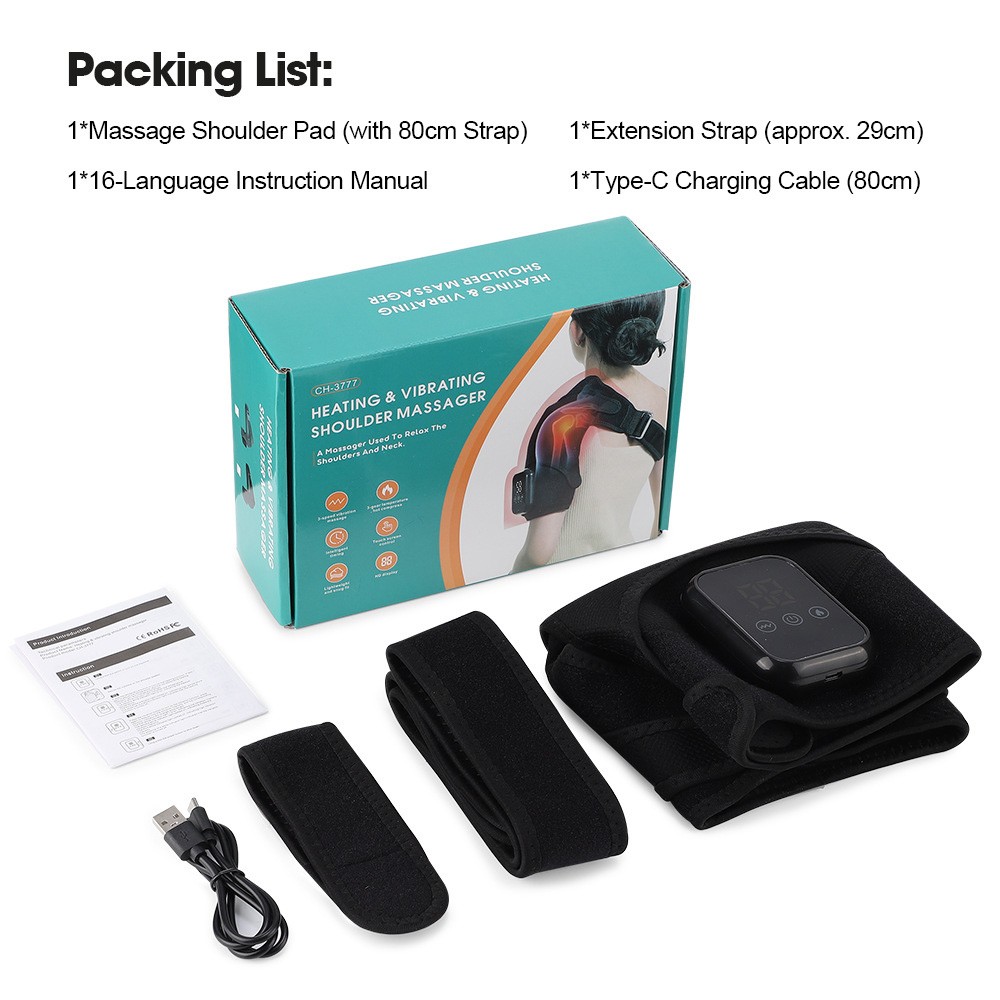 Electric Heated Shoulder Massager With Vibration Massage Brace Joint Pain Relief