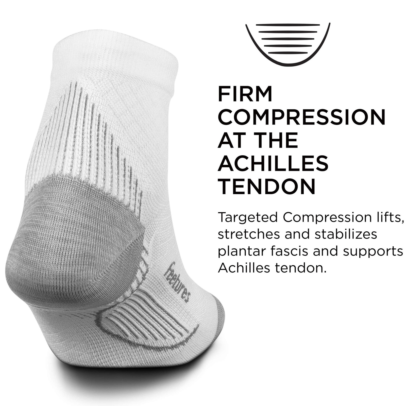 Feetures Plantar Fasciitis Relief Ultra Light Cushion Medium, White (1 Pair)