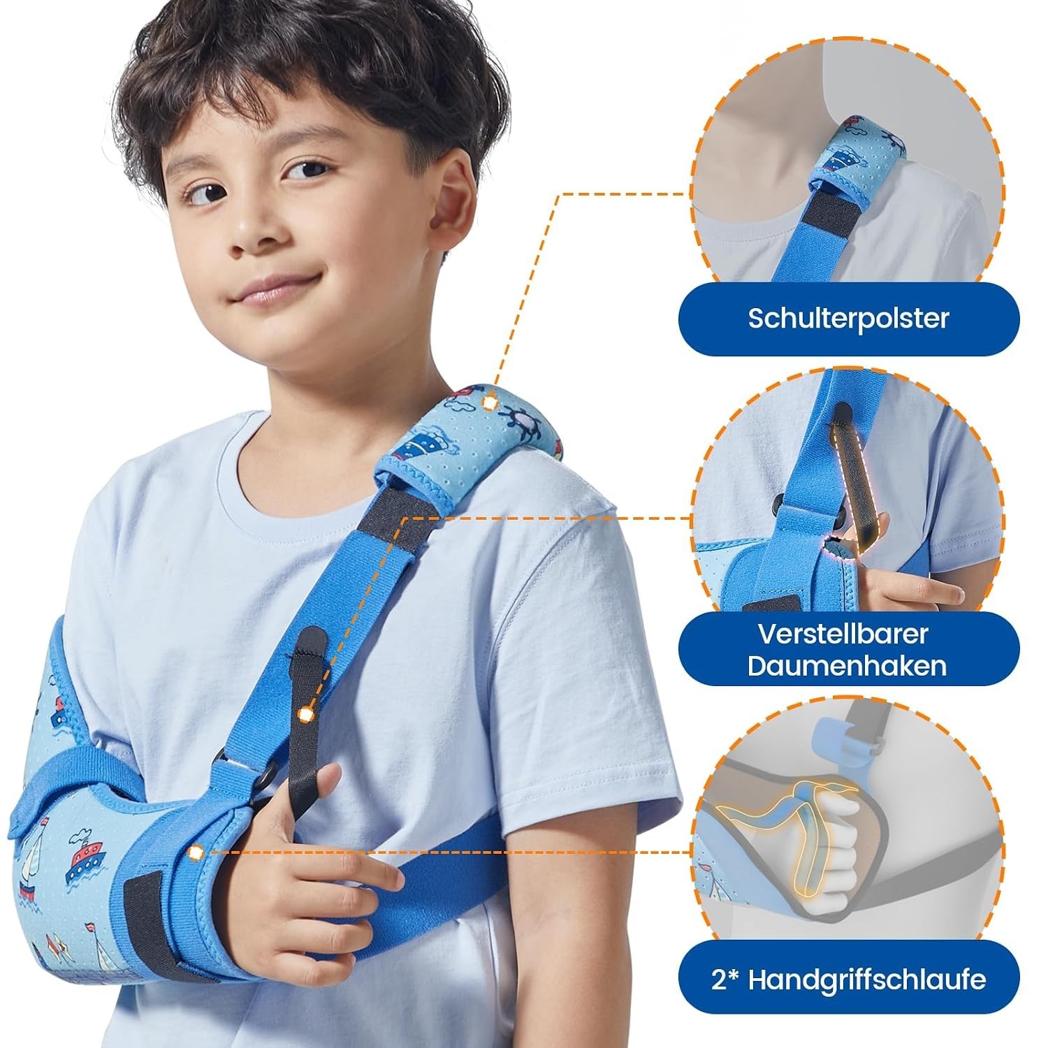 Kids Adjustable Arm Sling, Comfortable Immobilizer for Broken Arm – XS Size