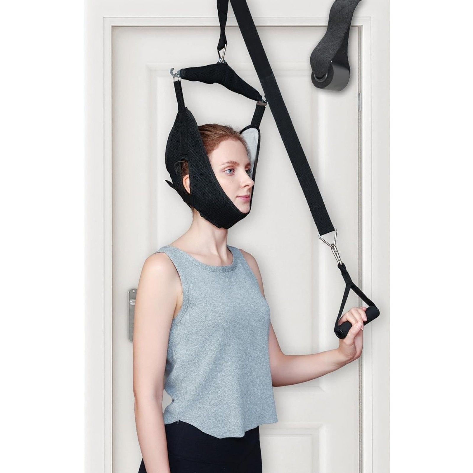Over Door Cervical Neck Traction Device Adjustable Padded Sling 300 lb