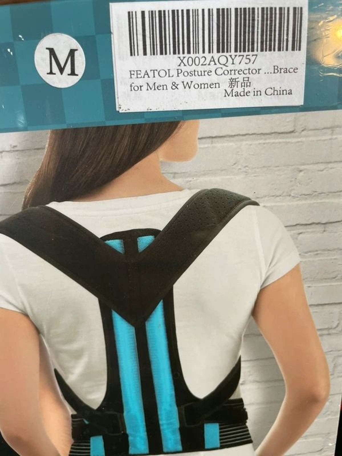 Featol Posture Corrector Back Brace Size M New Sealed Unisex Black Blue