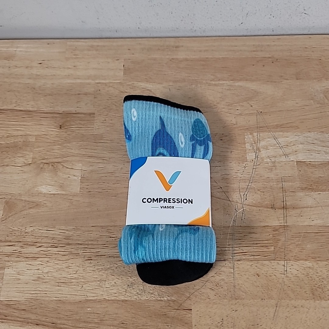 Viasox Compression Unisex Sz S/M Womens 5-9 Mens 6-8 Deep Sea Diabetes Socks