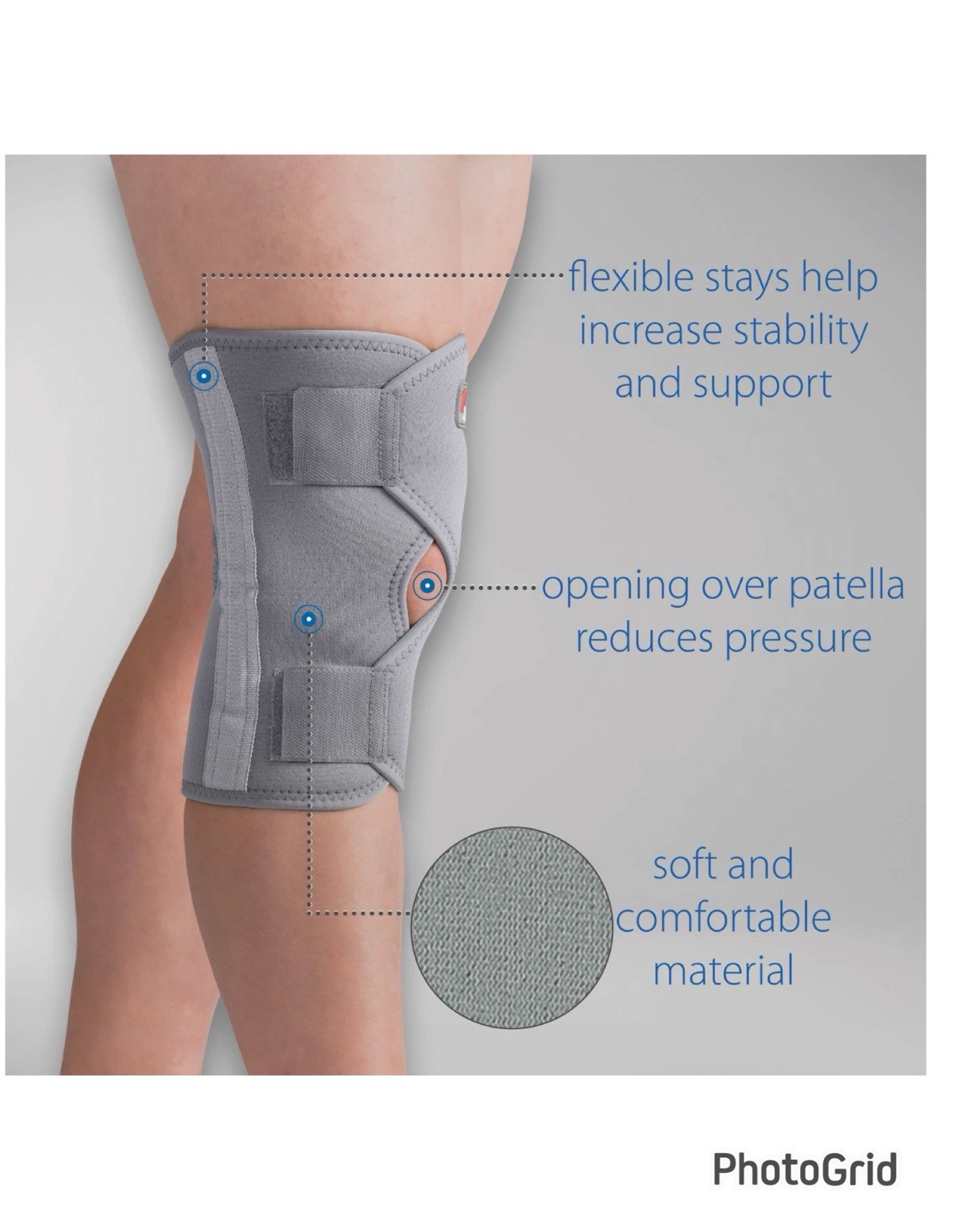Swede-O Thermal Vent Open Knee Wrap Stabilizer Large Gray Knee Support Core Prod