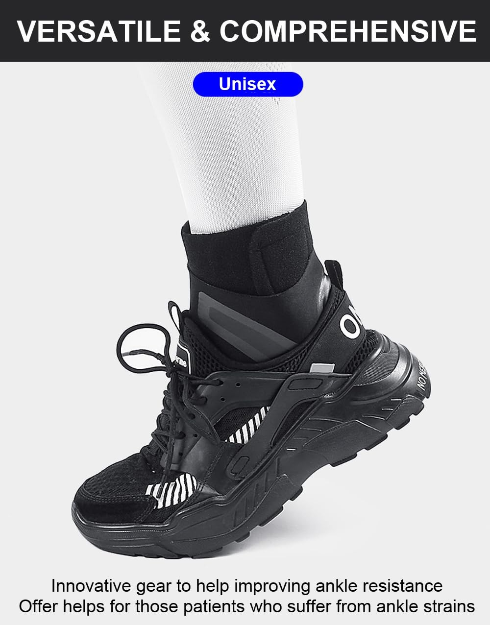 2 Pack Ankle Brace & Elastic Supports for Men & Women, Medium, Black