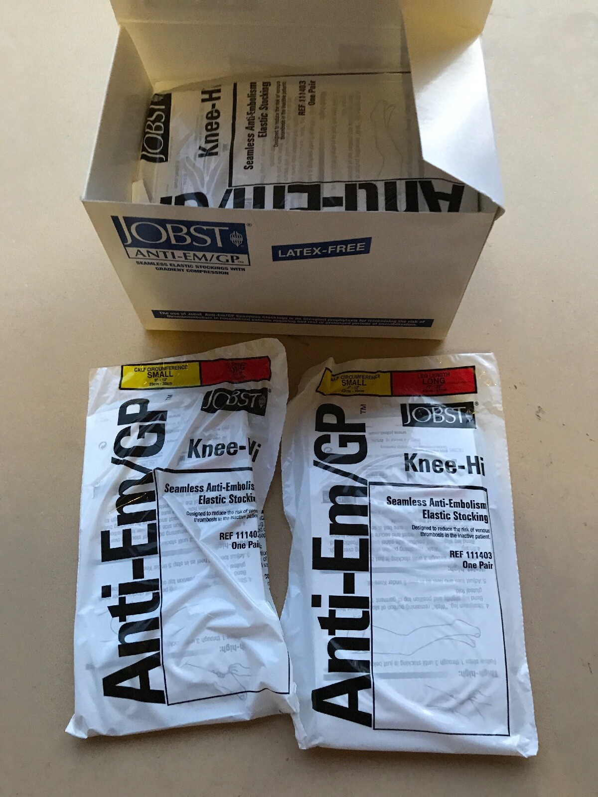 12 pairs Jobst Anti-Em Knee-Hi Small-Long ( toe- Yellow ) 111403