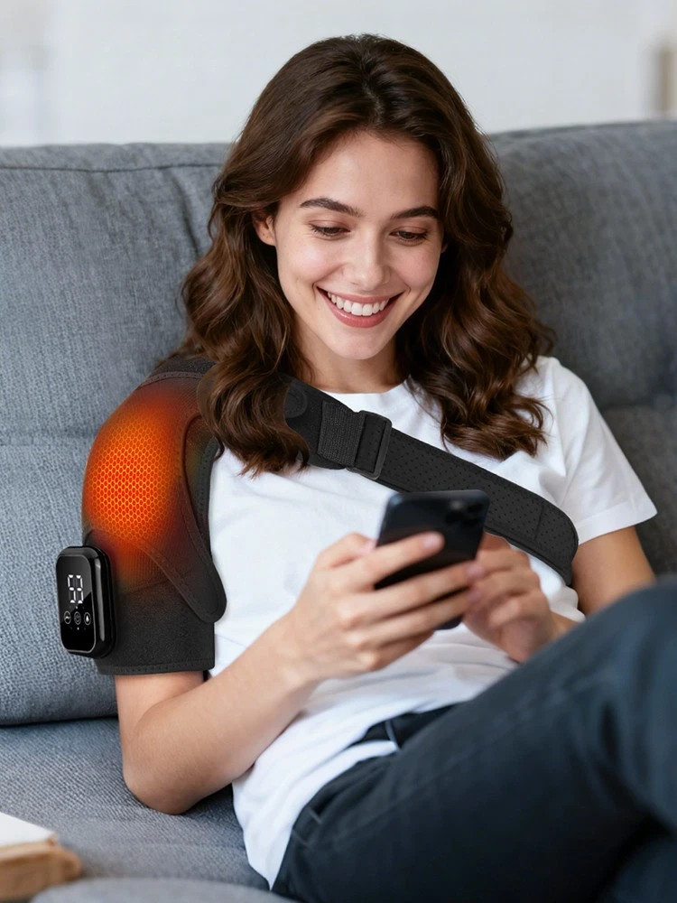 Electric Shoulder Massager Heated Shoulder Brace with Vibration for Pain Relief