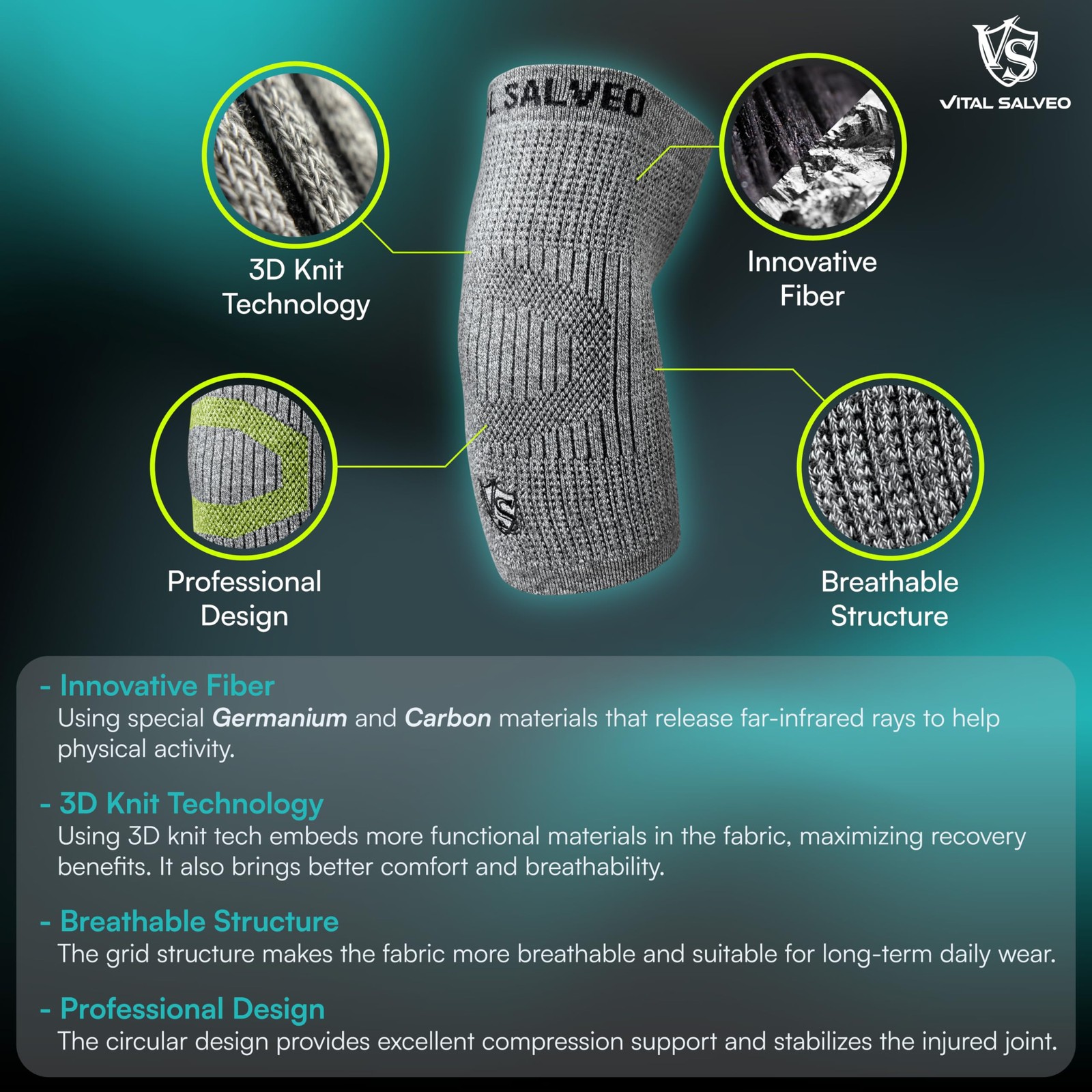 Vs Vital Salveo Vital Salveo- Fitness Mild Compression Support Elbow