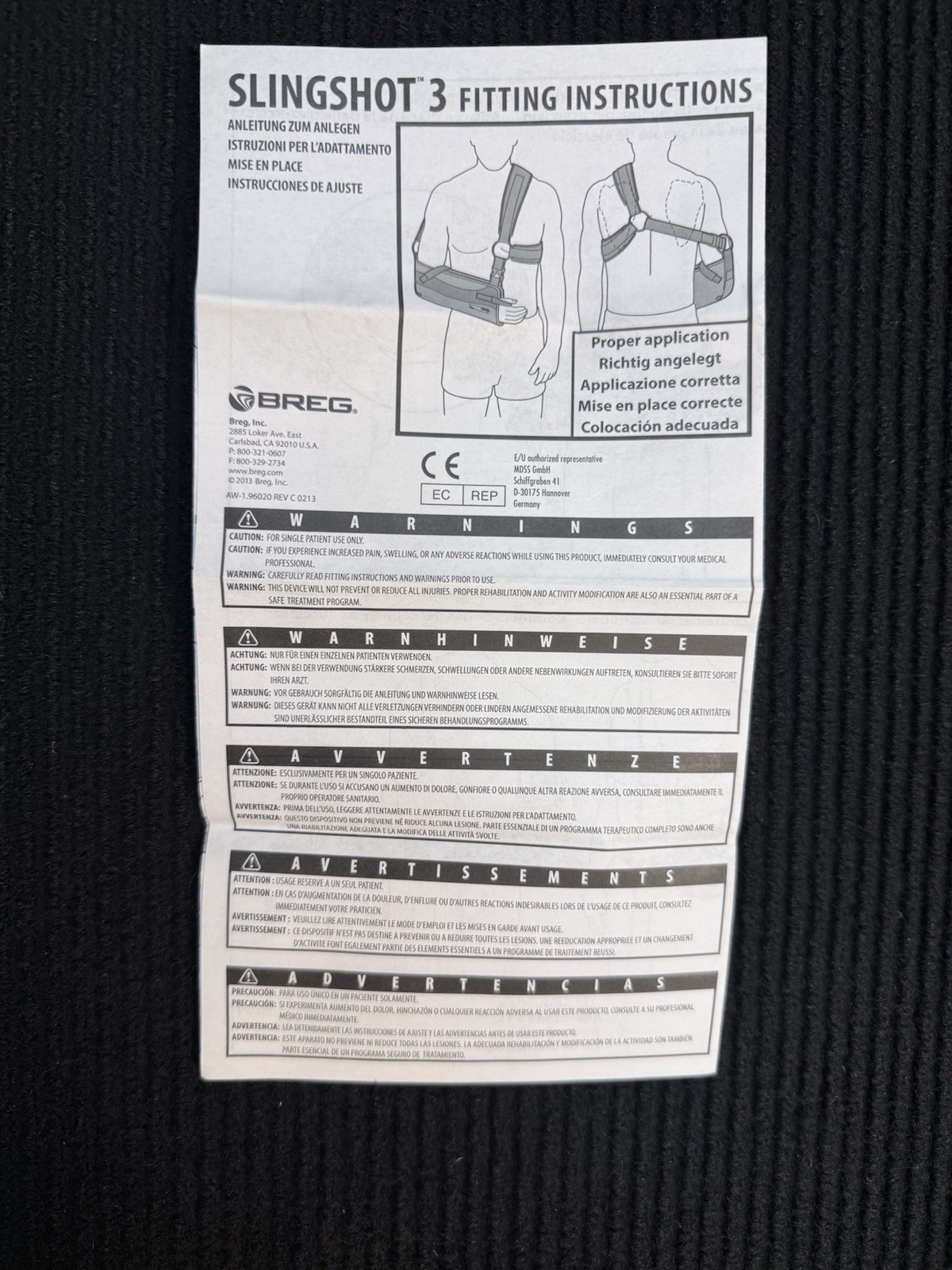 Breg Slingshot 3 Large Shoulder Sling, Removable Pillow & Exercise Ball