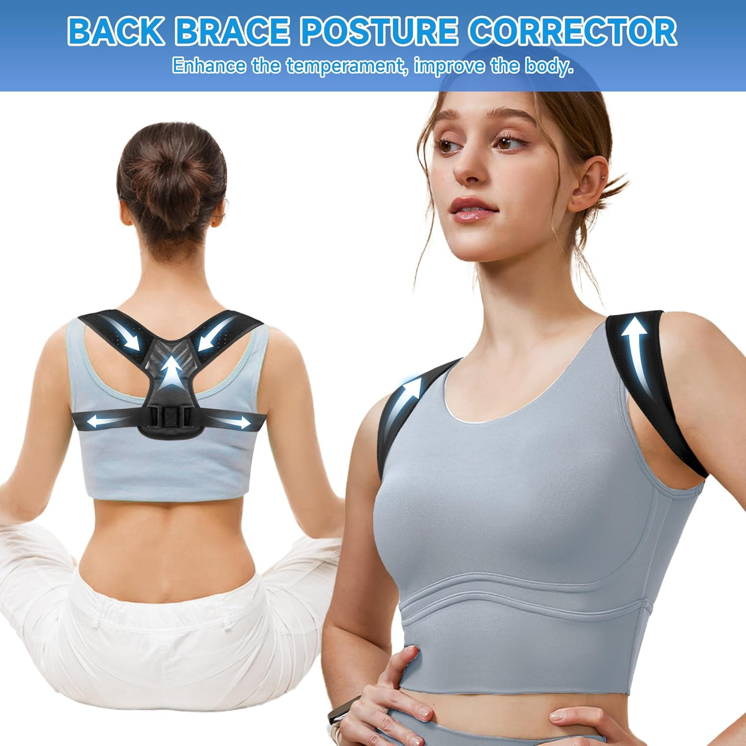 Back Straightener Posture Corrector for Women and Men, Adjustable Back Posture