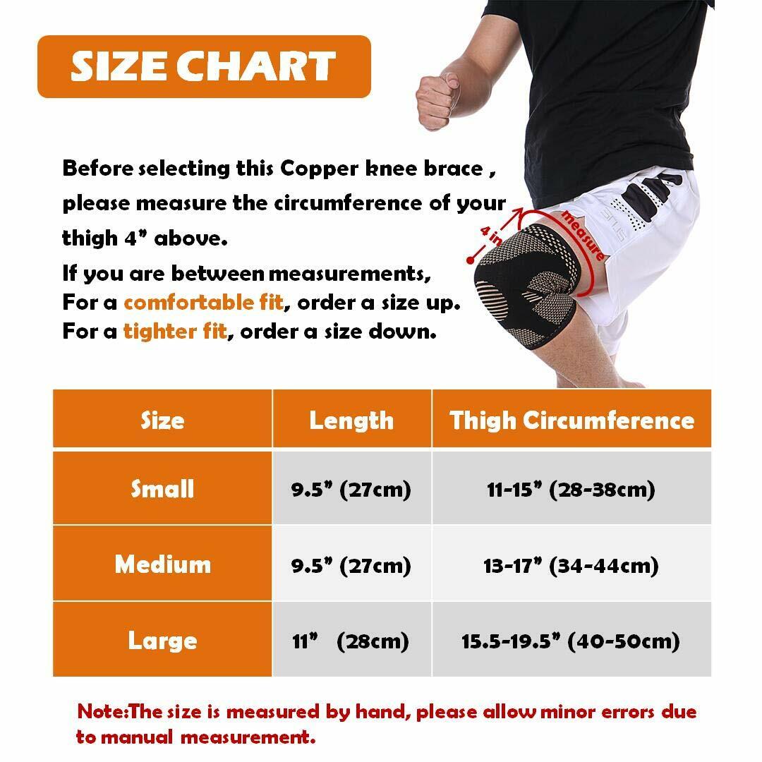 Copper Knee Support Compression Sleeve Brace Patella Arthritis Pain Relief Gym