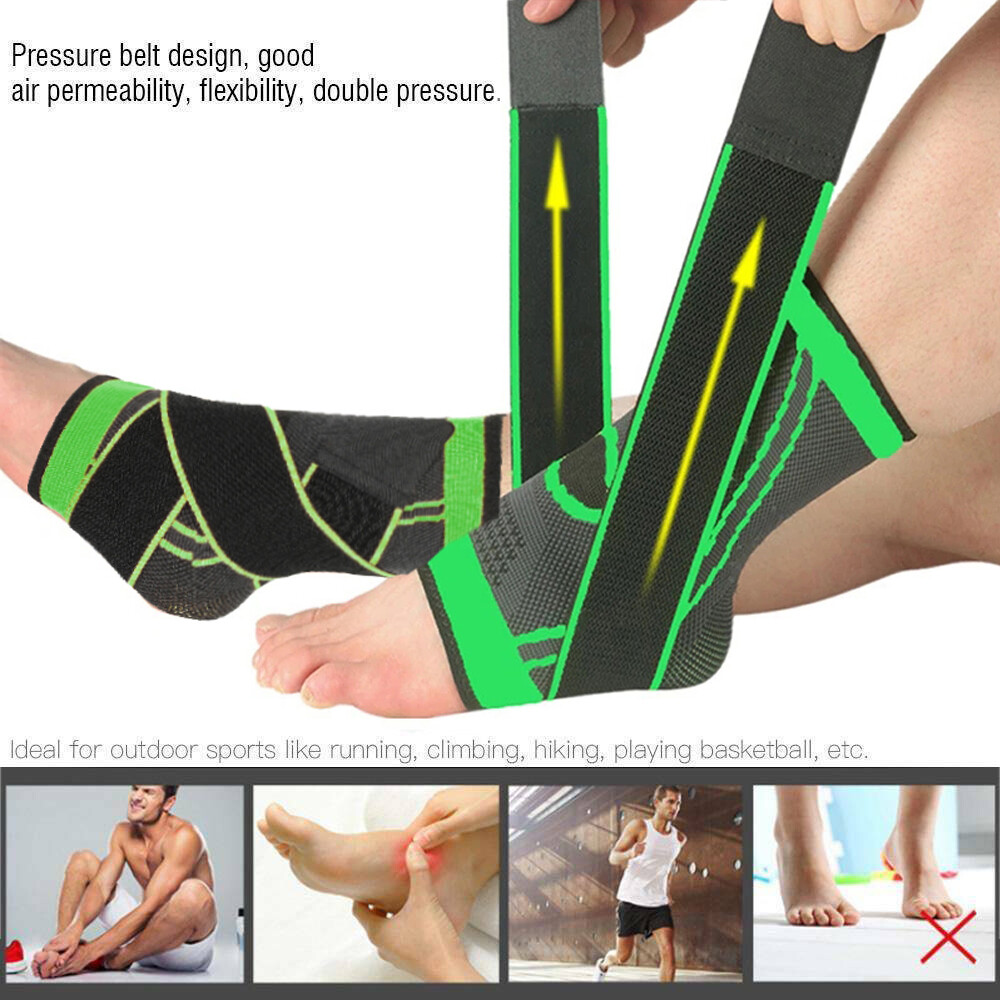Ankle Brace Support Compression Sleeve Sprained Foot Tendon Pain Relief Wrap Gym