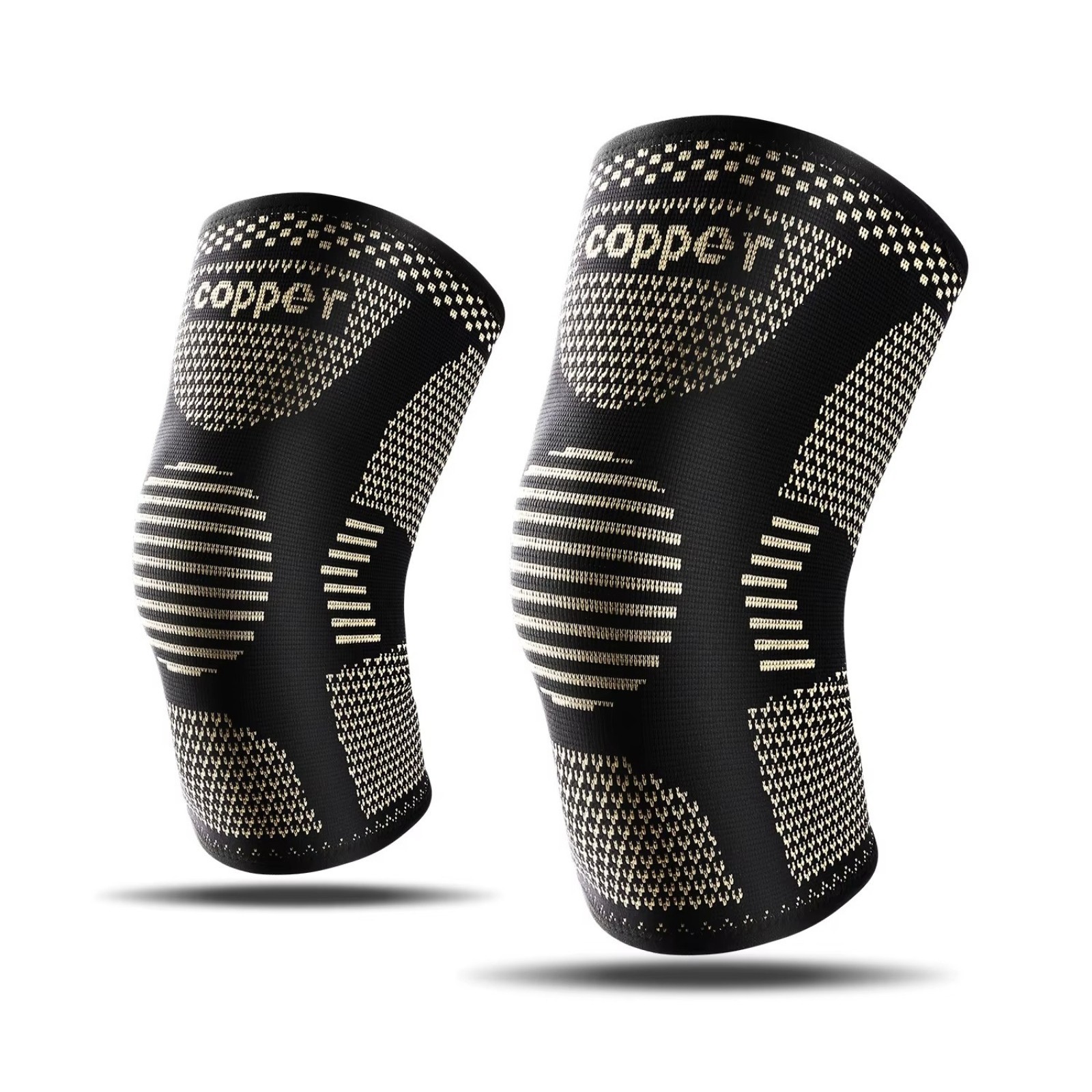 2x Copper Knee Sleeves Silver Compression Brace Support Sport Joint Injury Pain