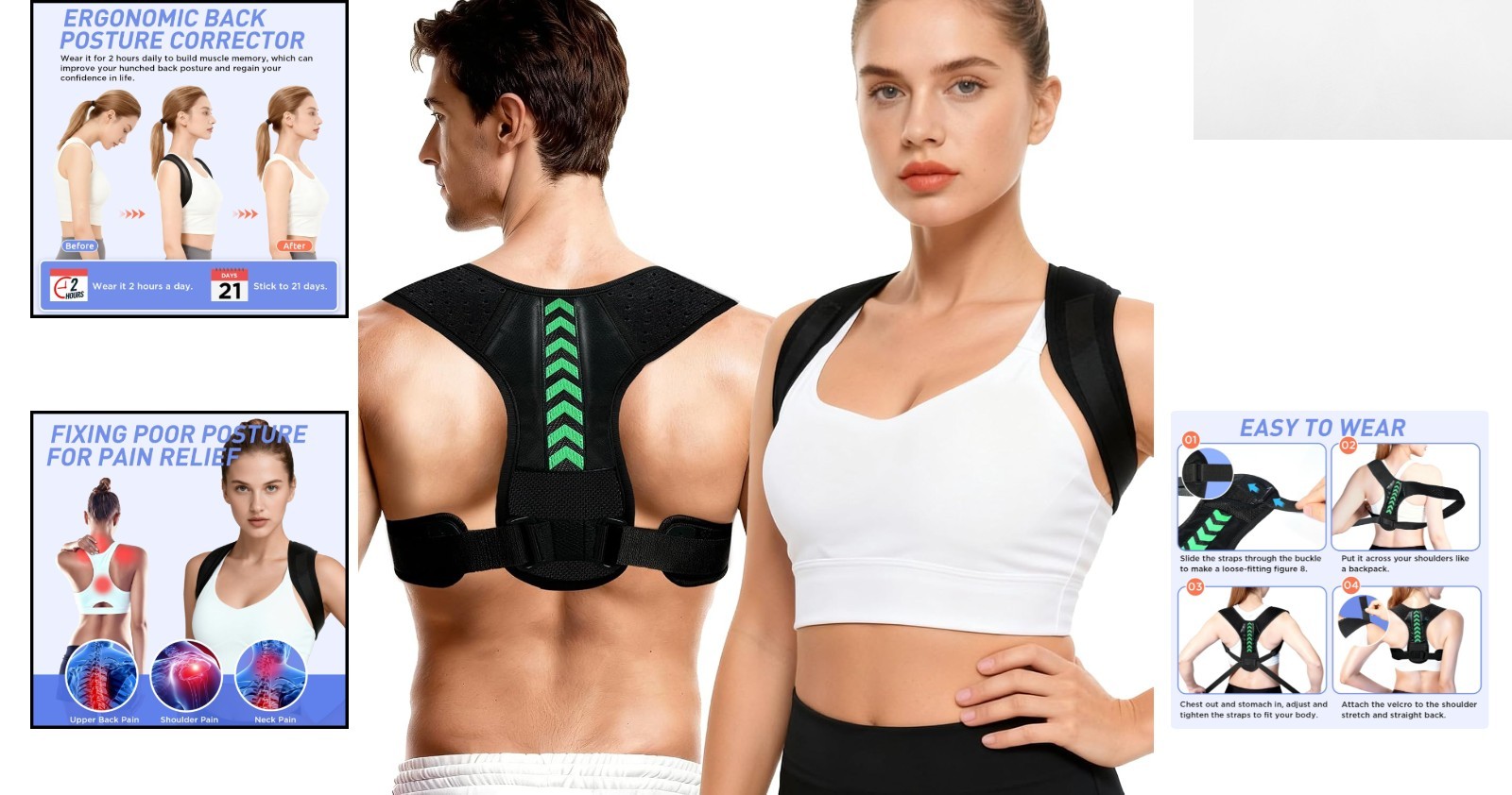 Effective Unisex Posture Corrector – Adjustable Back Brace for Daily Pain Relief
