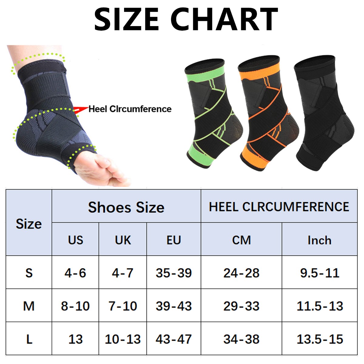 Ankle Brace Adjustable Support Compression Sleeve Sock Wrap Foot Fasciitis Pain