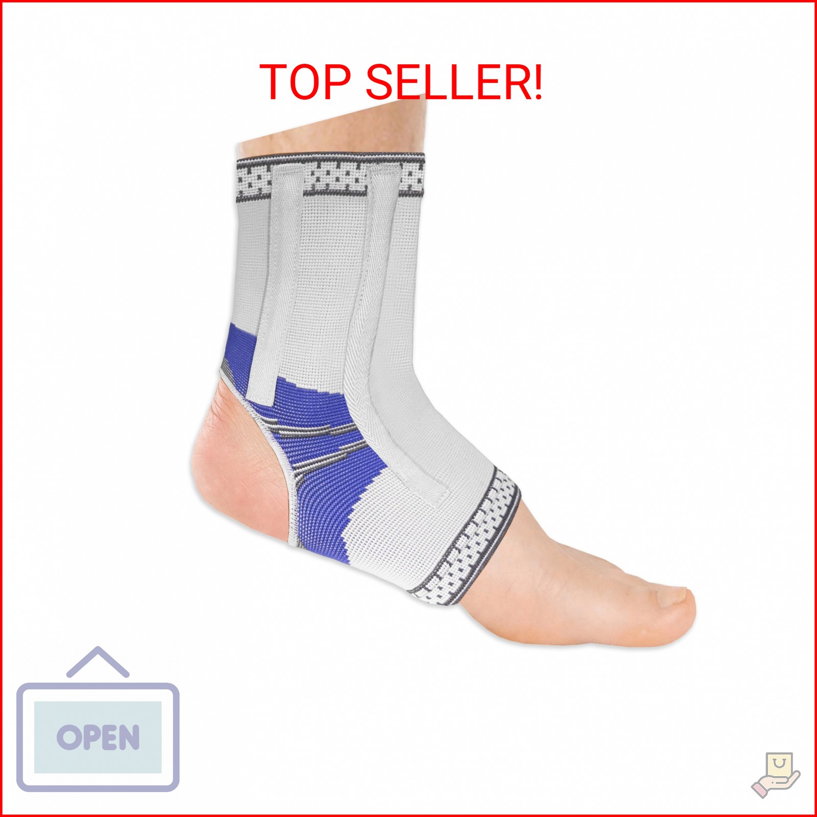 Champion Ankle Brace, Open Heel, Flexible Stays, Knit Elastic, X-Large