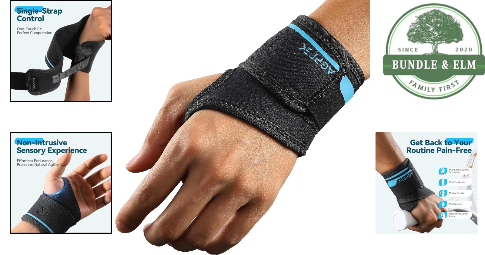 Adjustable Left Hand Wrist Brace for Pain Relief from Tendonitis and Arthritis