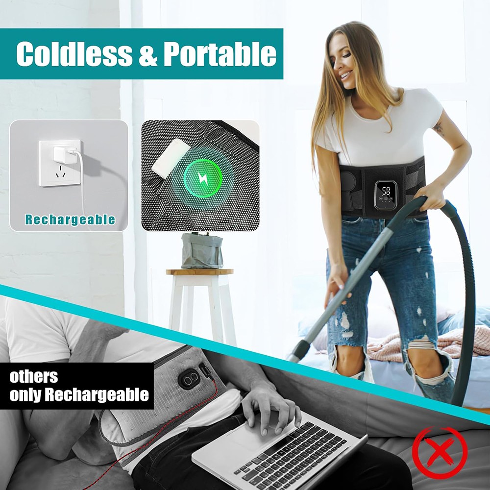 Cordless Heated Back Brace for Lower Back, Herniated Disc, Scoliosis Pain Relief