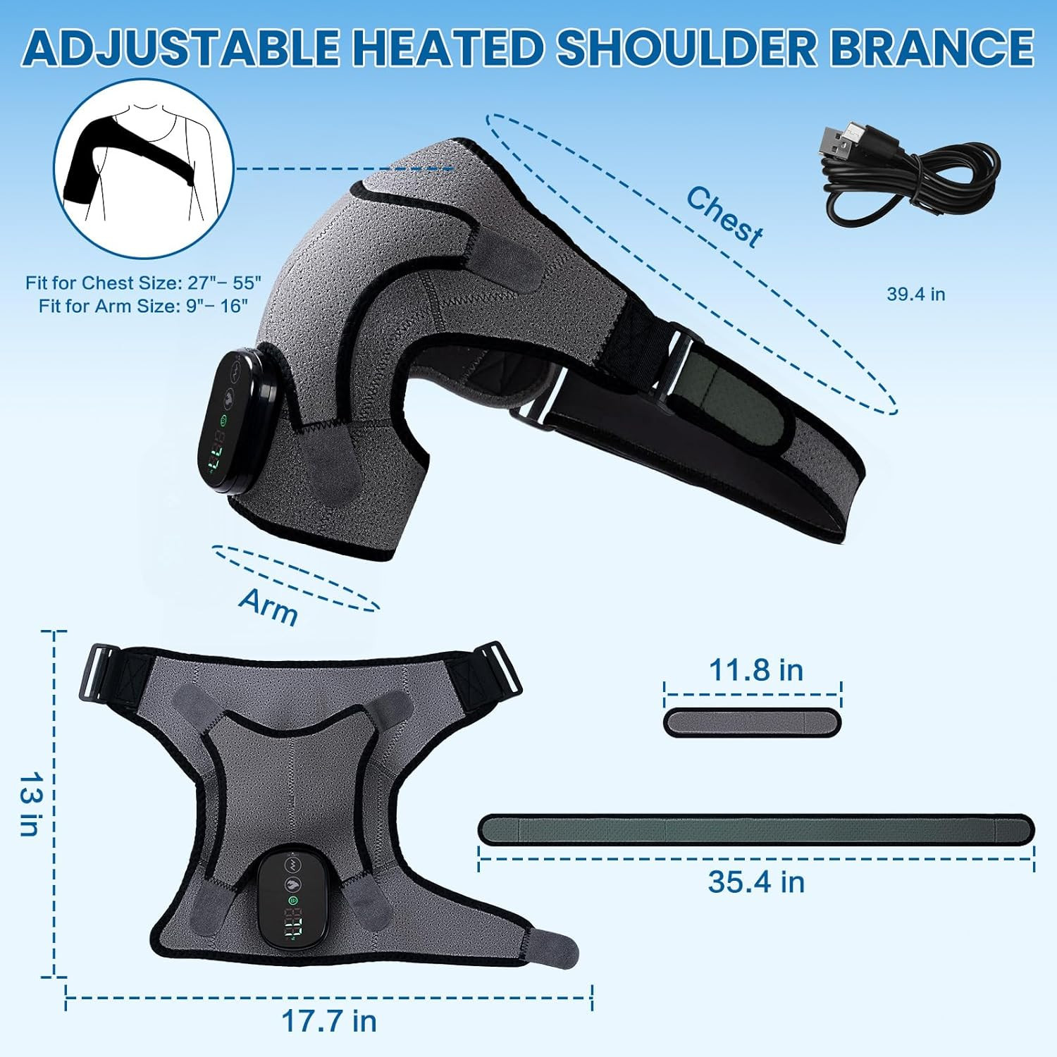 Cordless Heated Shoulder Wrap & Massager for Pain Relief and Recovery