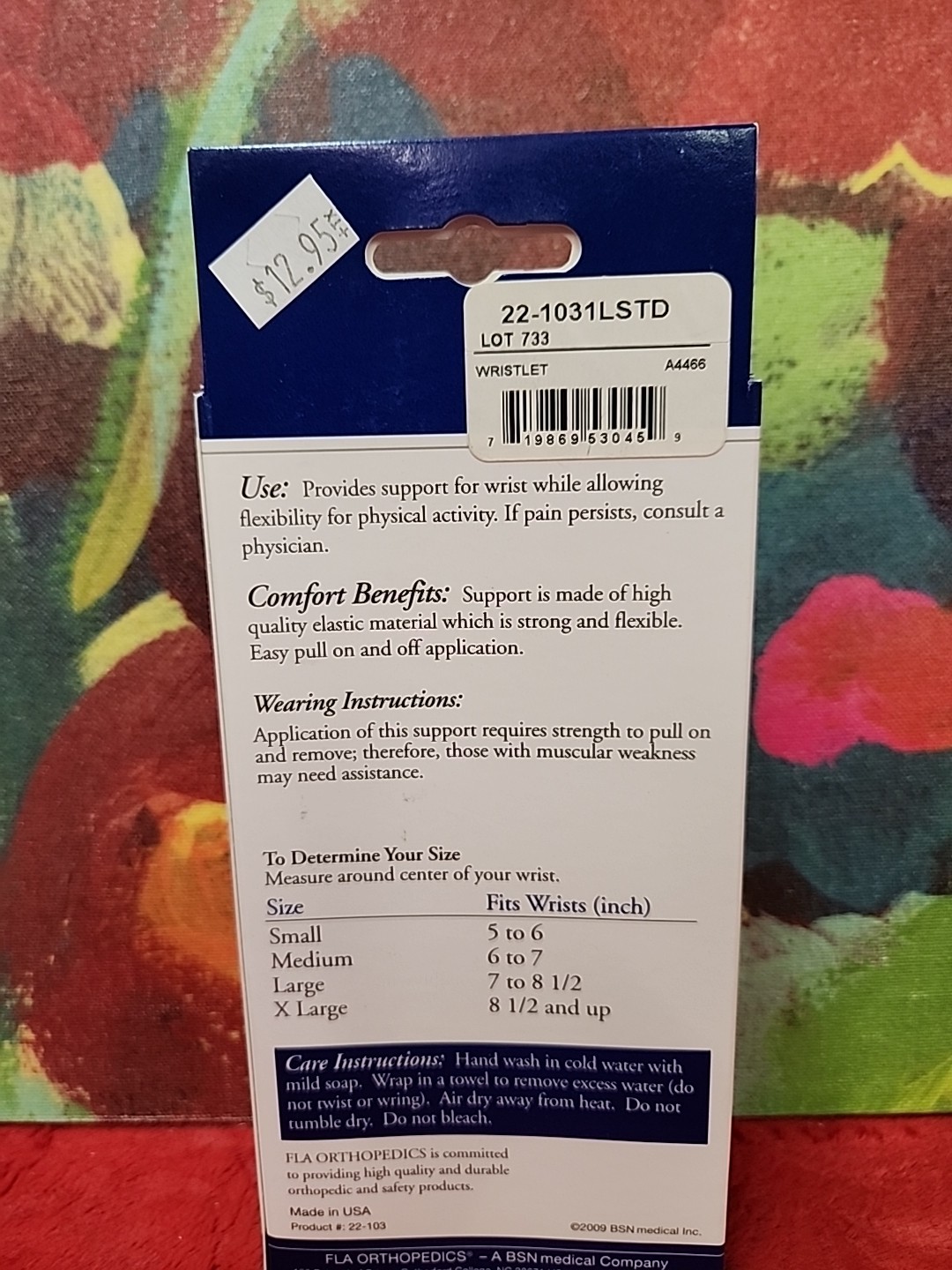 FLA Orthopedics Elastic Wrist Pullover Support Right Or Left XL New In Box
