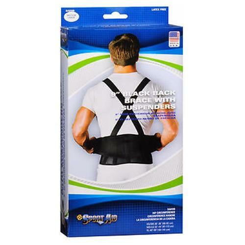 Sportaid Back Brace with Suspenders Black, 32″-44″, medium/large