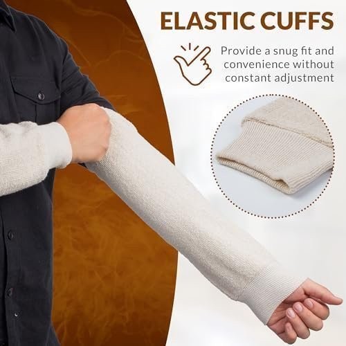 Terry Cloth Arm Sleeves Natural Heat-Resistant 6 Pack 17 in