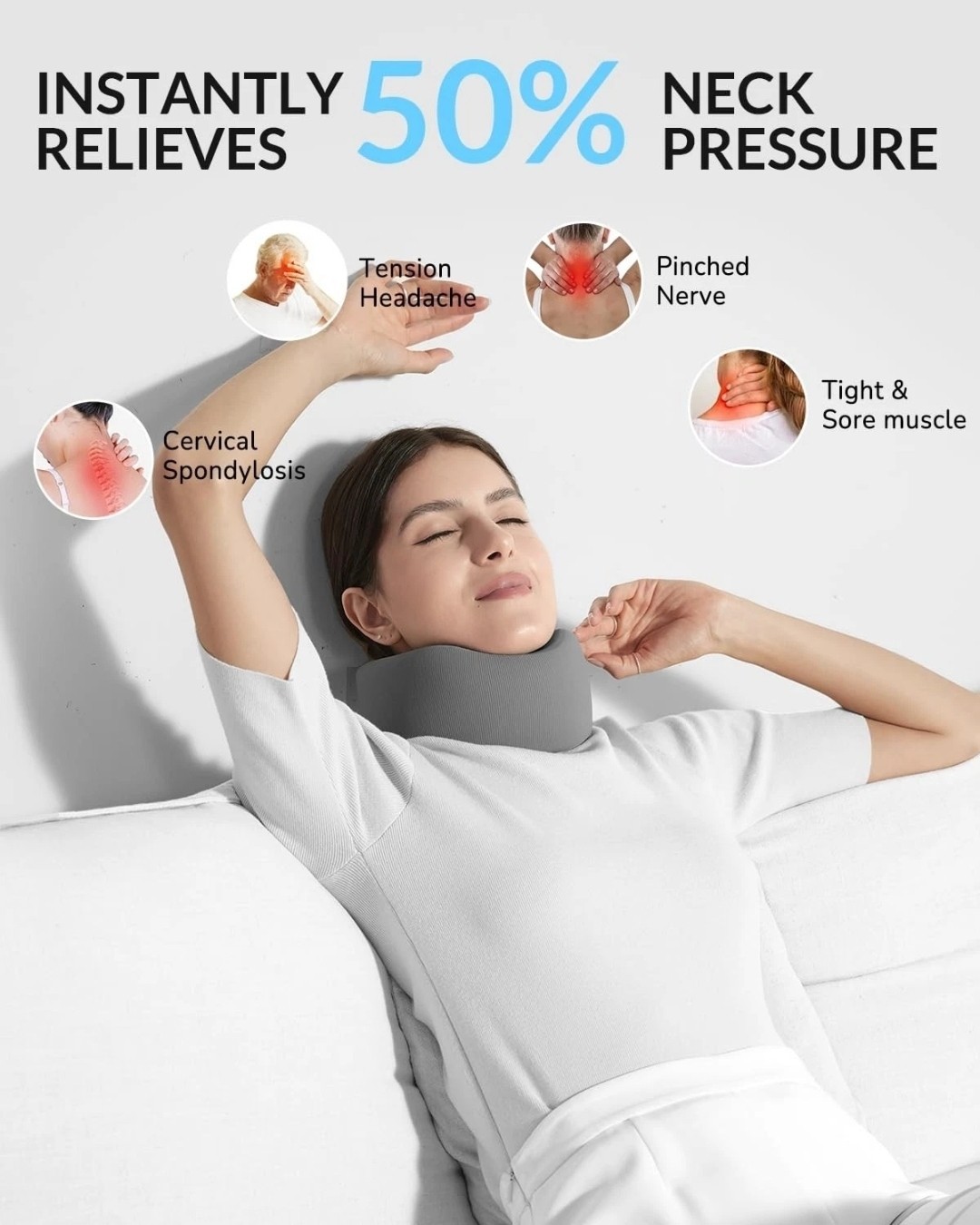 Artelse Neck Brace for Pain & Support – Cervical Collar with Soft Gray