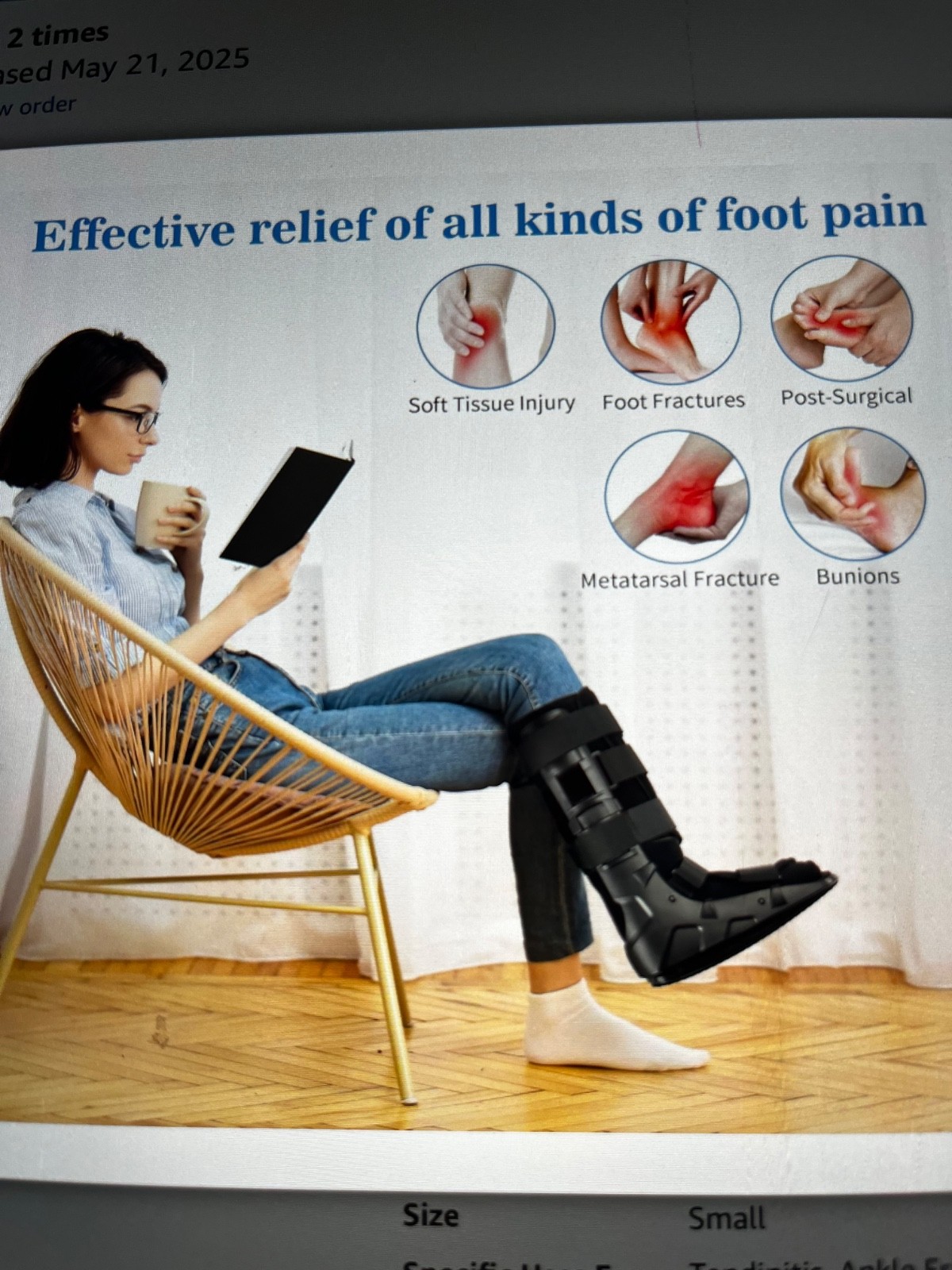 Walking Boot MEDIBOT TALL Foot Ankle Brace Support Small Black air compression