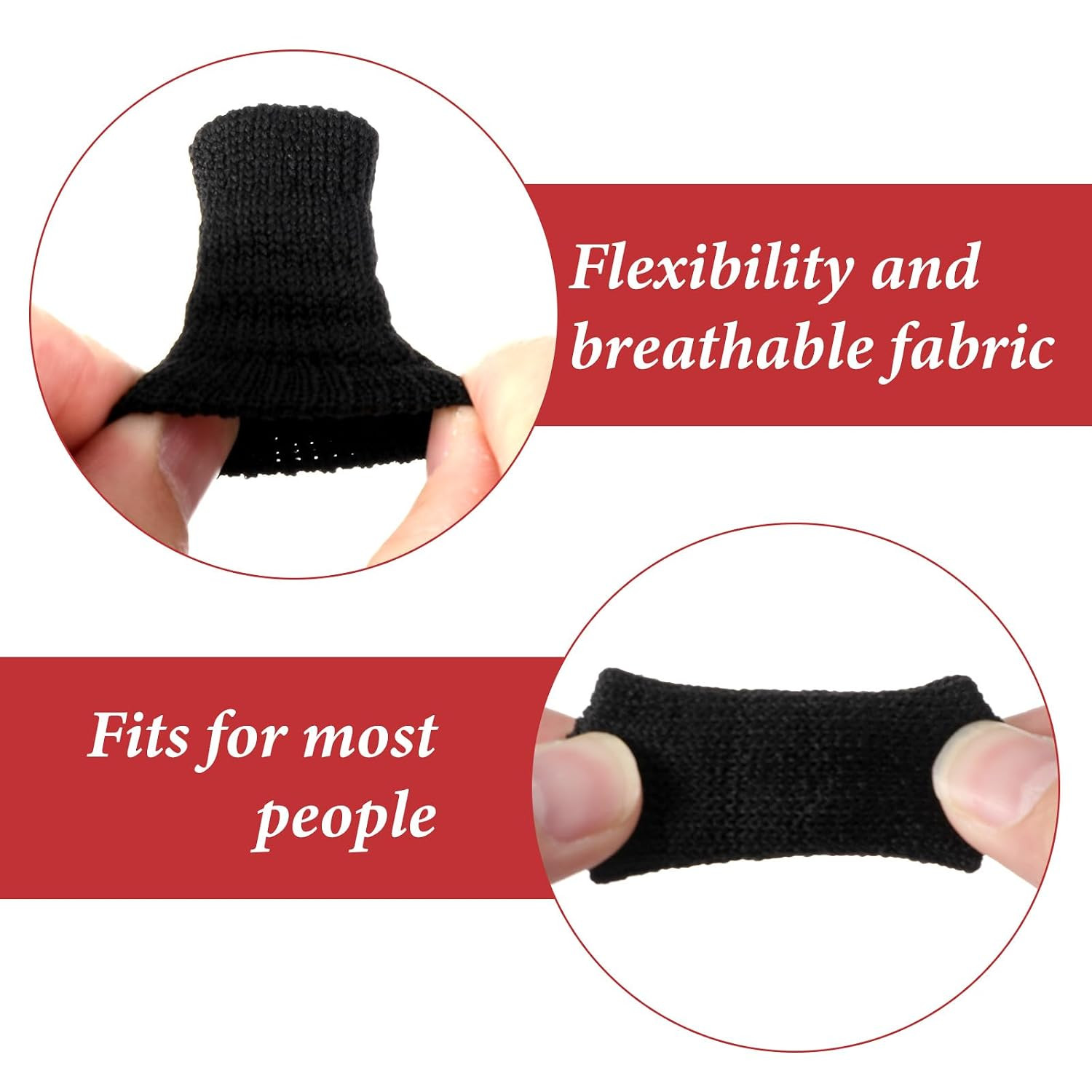 20 PCS Finger Sleeves Black Sport Finger Brace Protector Compression Sleeve Brea